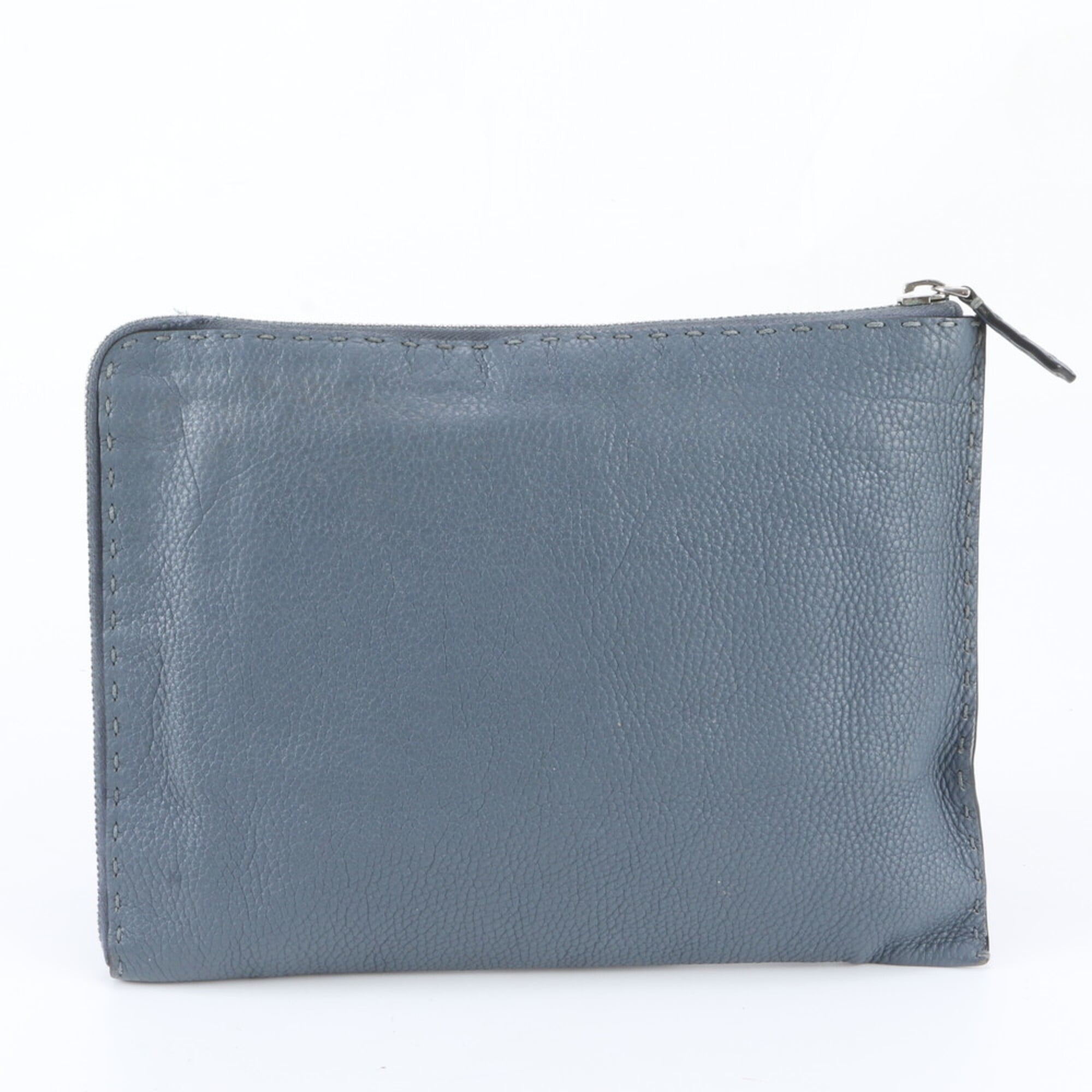 Fendi Blue Leather Clutch Bag Pouch (Pre-Owned)