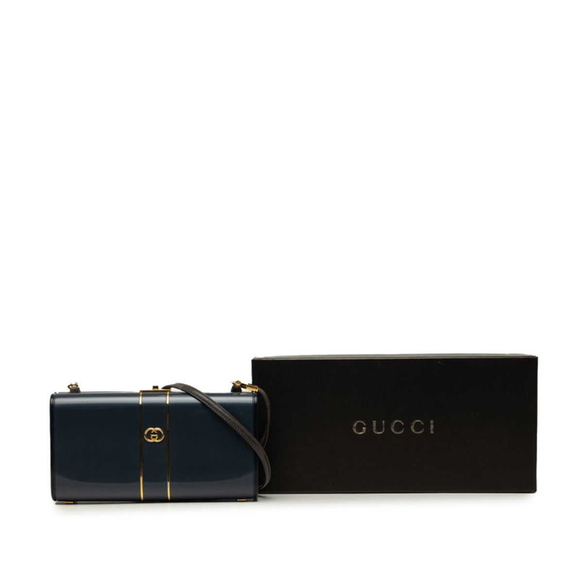 Gucci Navy Plastic Leather Shoulder Bag (Pre-Owned)