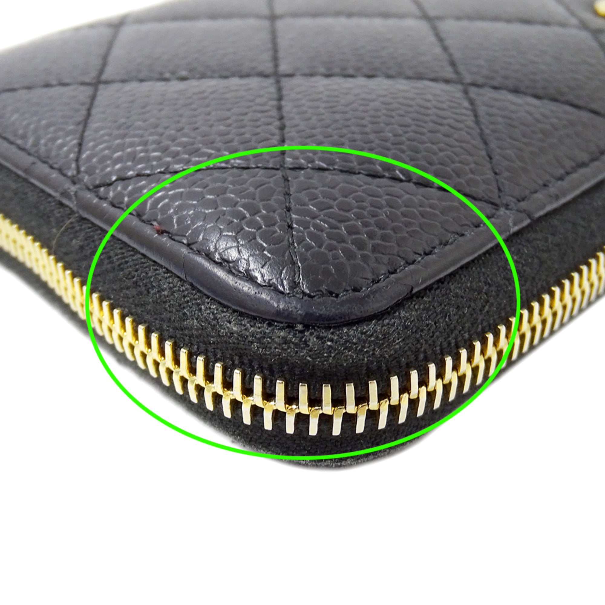 Chanel Black Grained Calfskin Long Wallet (Bi-Fold) (Pre-Owned)