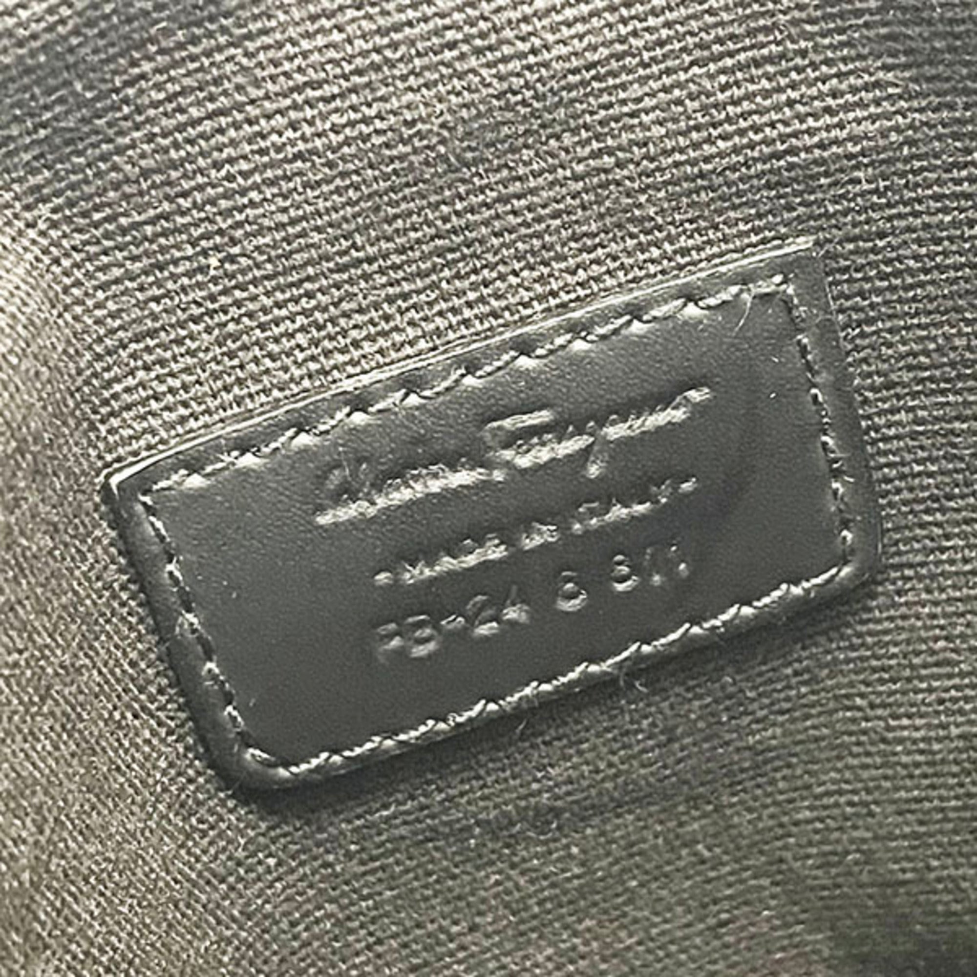Salvatore Ferragamo Black Leather Fabric Clutch Bag (Pre-Owned)