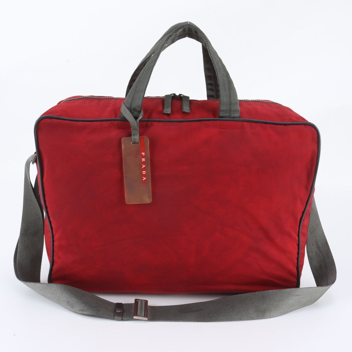 Pradasports Red Color Boston Bag Shoulder Bag Tote Bag (Pre-Owned)