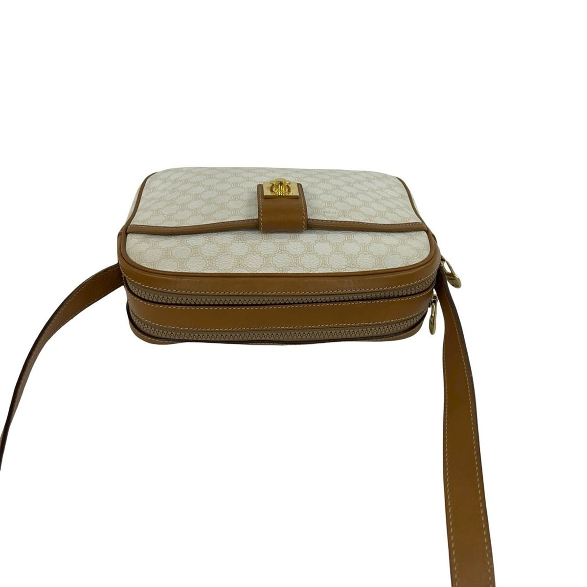 Celine Brown White Pvc Leather Pochette Shoulder Bag (Pre-Owned)