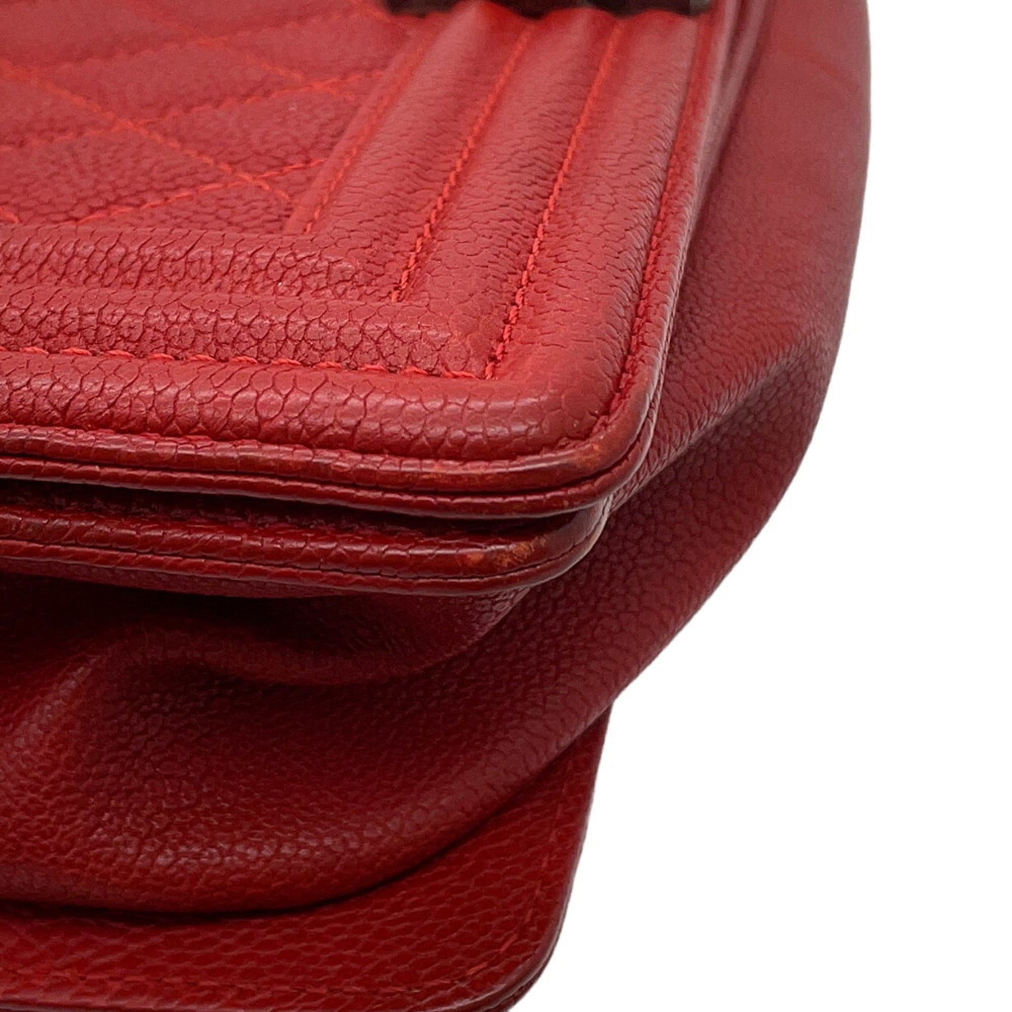 Chanel Matelasse Red Color Grained Calfskin Shoulder Bag (Pre-Owned)