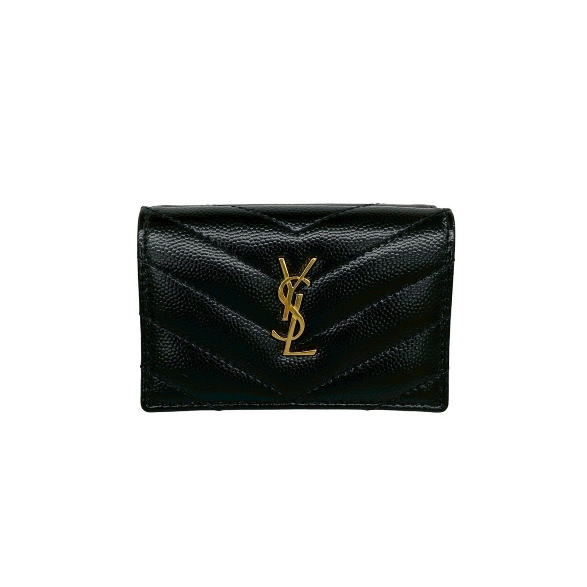 Yves Saint Laurent Black Leather Wallet (Tri-Fold) (Pre-Owned)