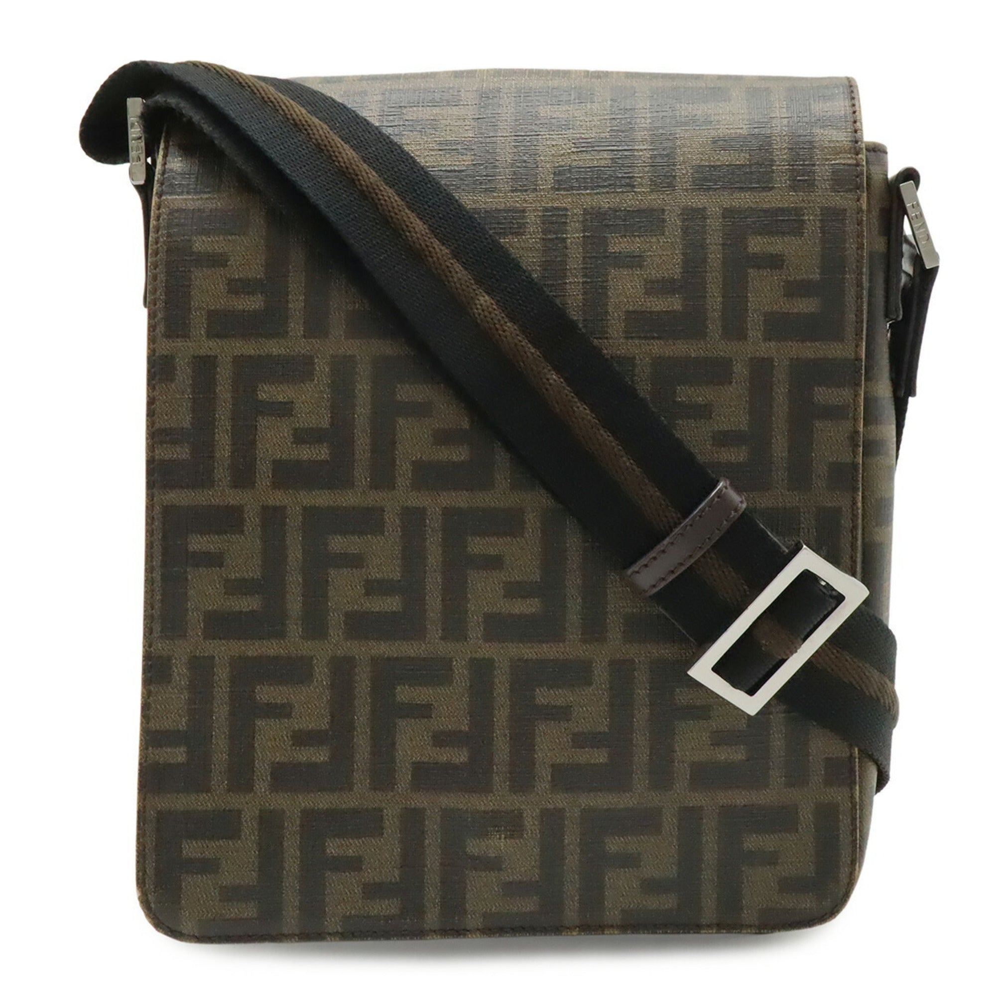 Fendi Dark Brown Khaki Brown Pvc Leather Shoulder Bag (Pre-Owned)
