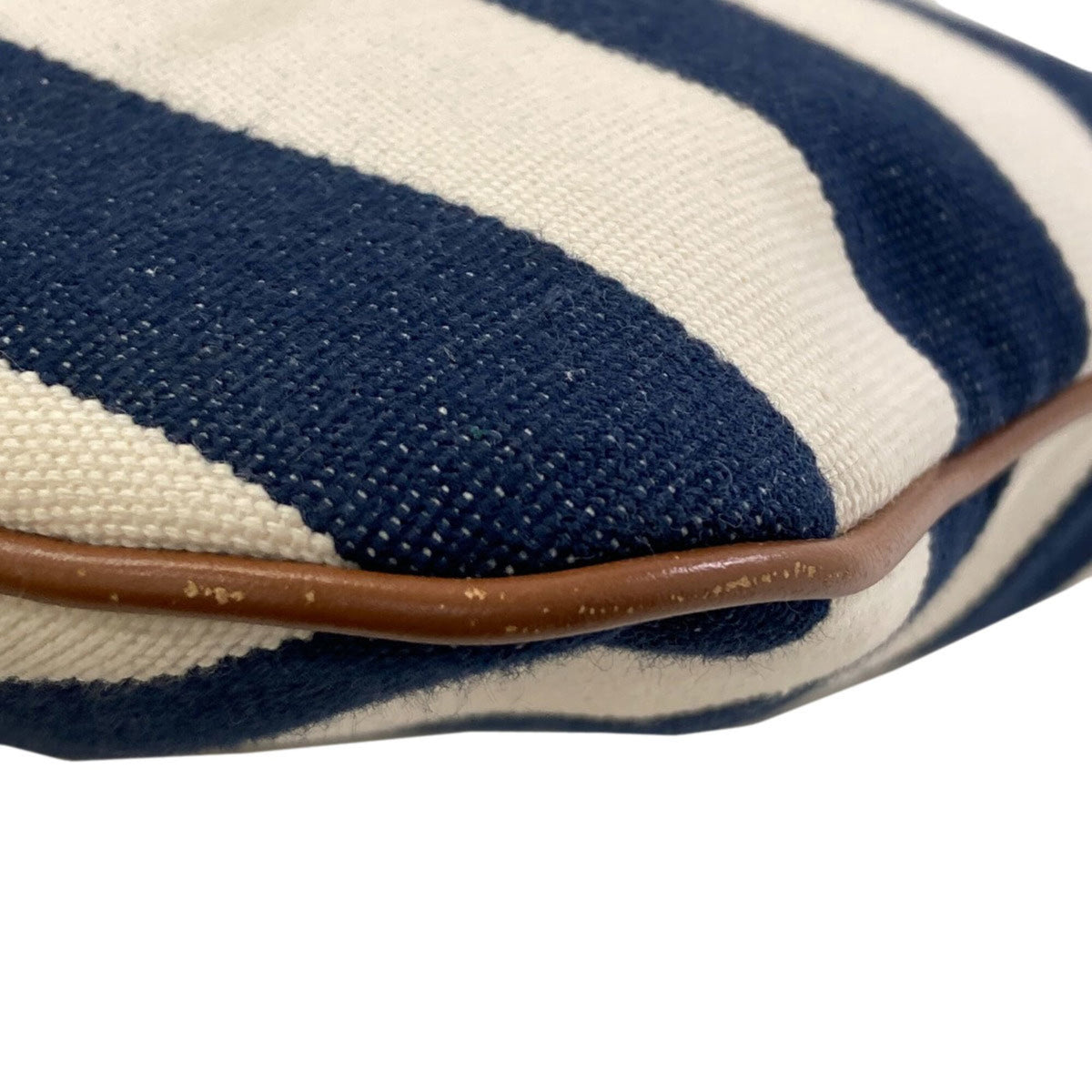 Miu Miu Brown Navy White Canvas Leather Tote Bag (Pre-Owned)