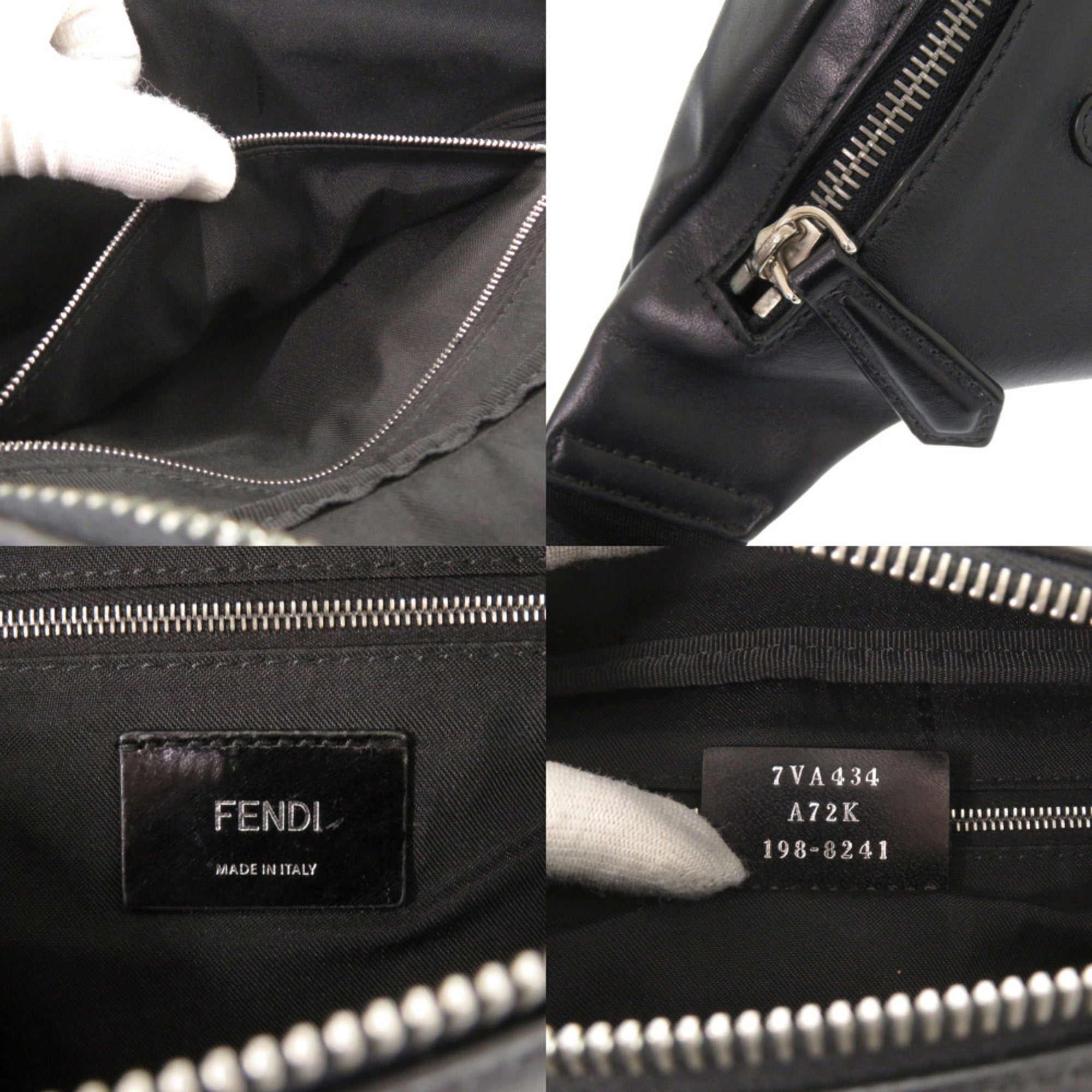 Fendi Black Red Color Leather Fanny Pack Sling Bag (Pre-Owned)