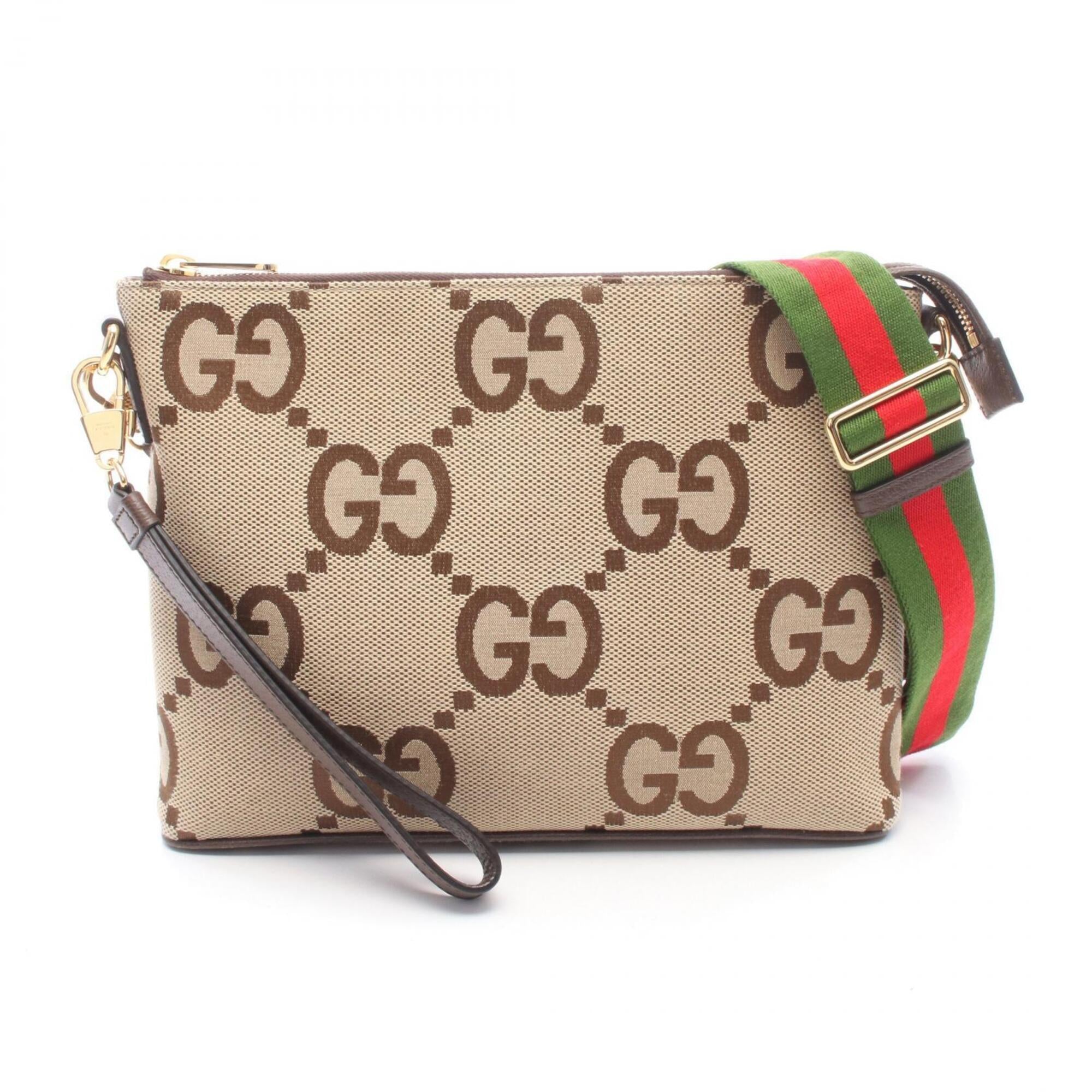 Gucci Beige Brown Canvas Leather Handbag Messenger Bag Shoulder Bag (Pre-Owned)