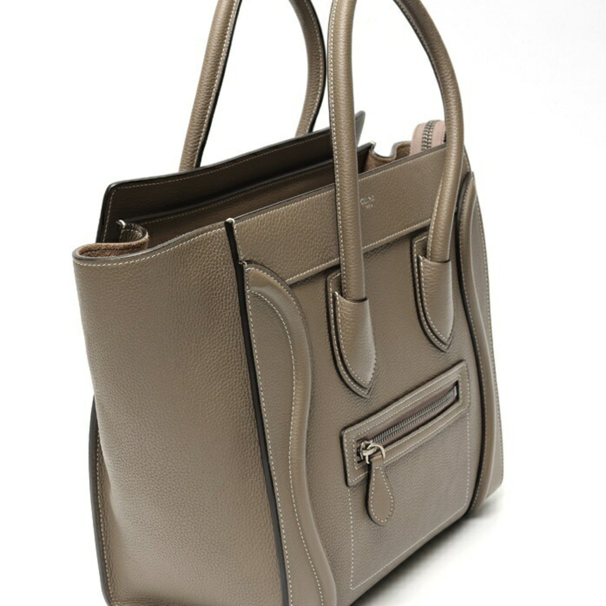 Celine Brown Grayish Leather Handbag (Pre-Owned)