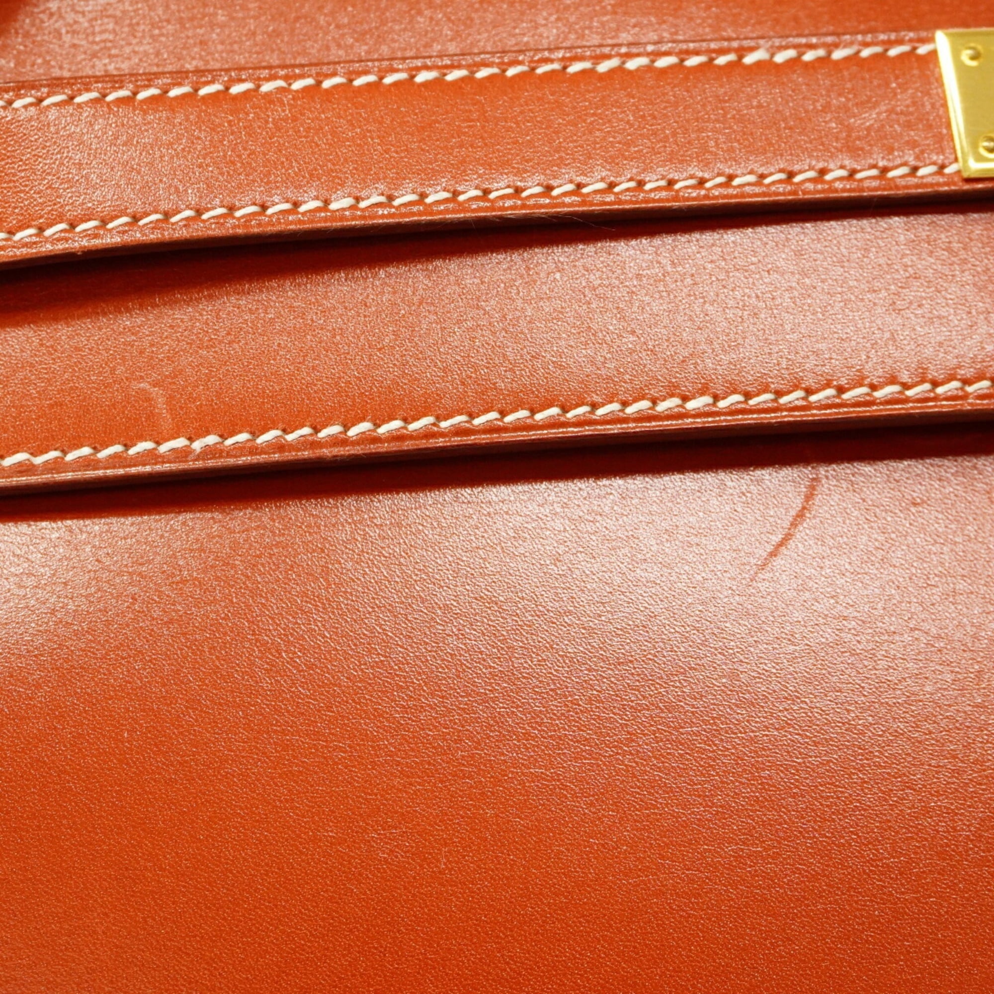 Hermes Brique Box Calf Leather Handbag (Pre-Owned)
