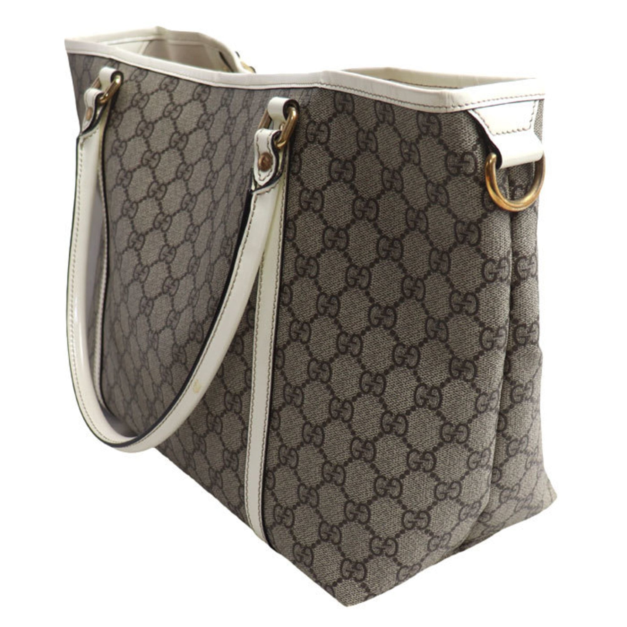Gucci Beige White Gg Supreme Tote Bag (Pre-Owned)