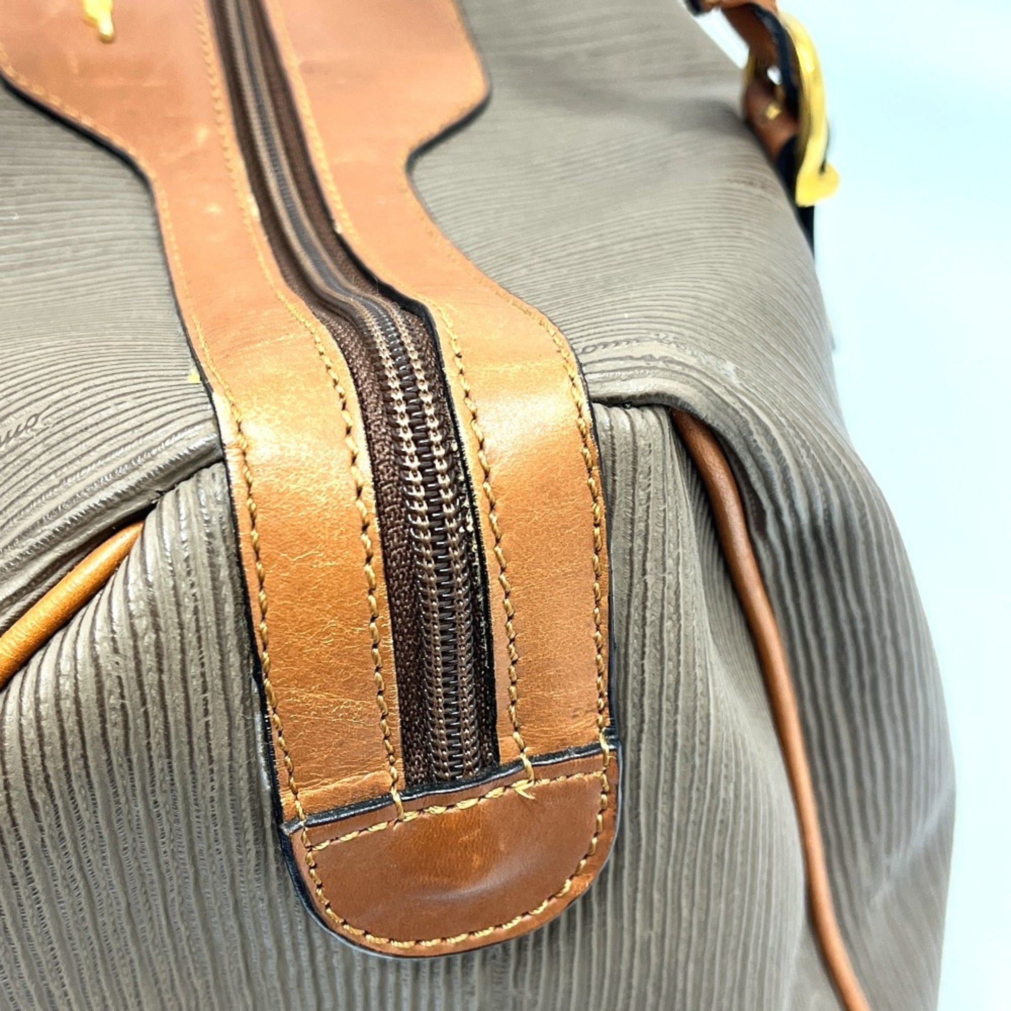 Salvatore Ferragamo Brown Pvc Leather Boston Bag Handbag (Pre-Owned)