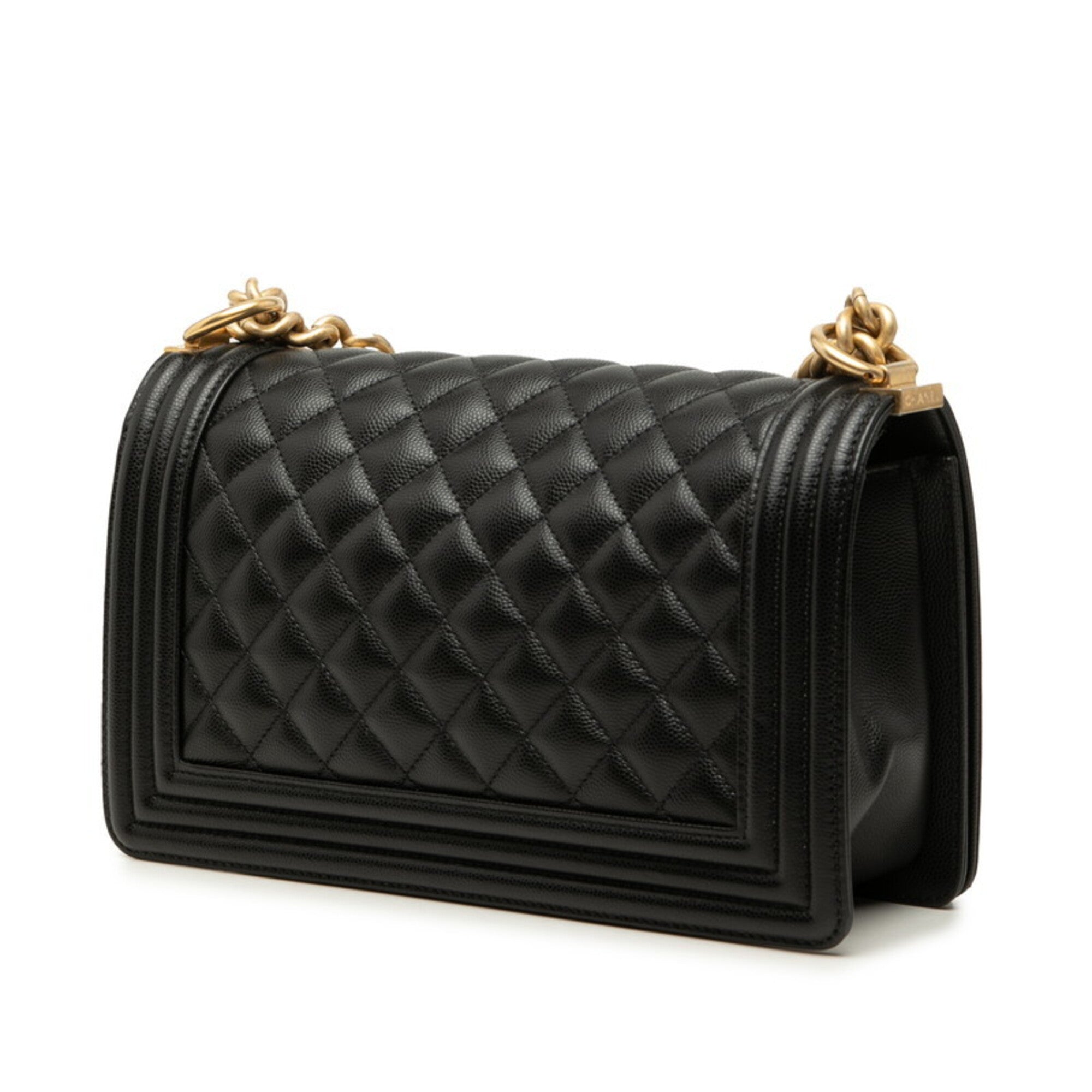 Chanel Black Gold Grained Calfskin Shoulder Bag (Pre-Owned)