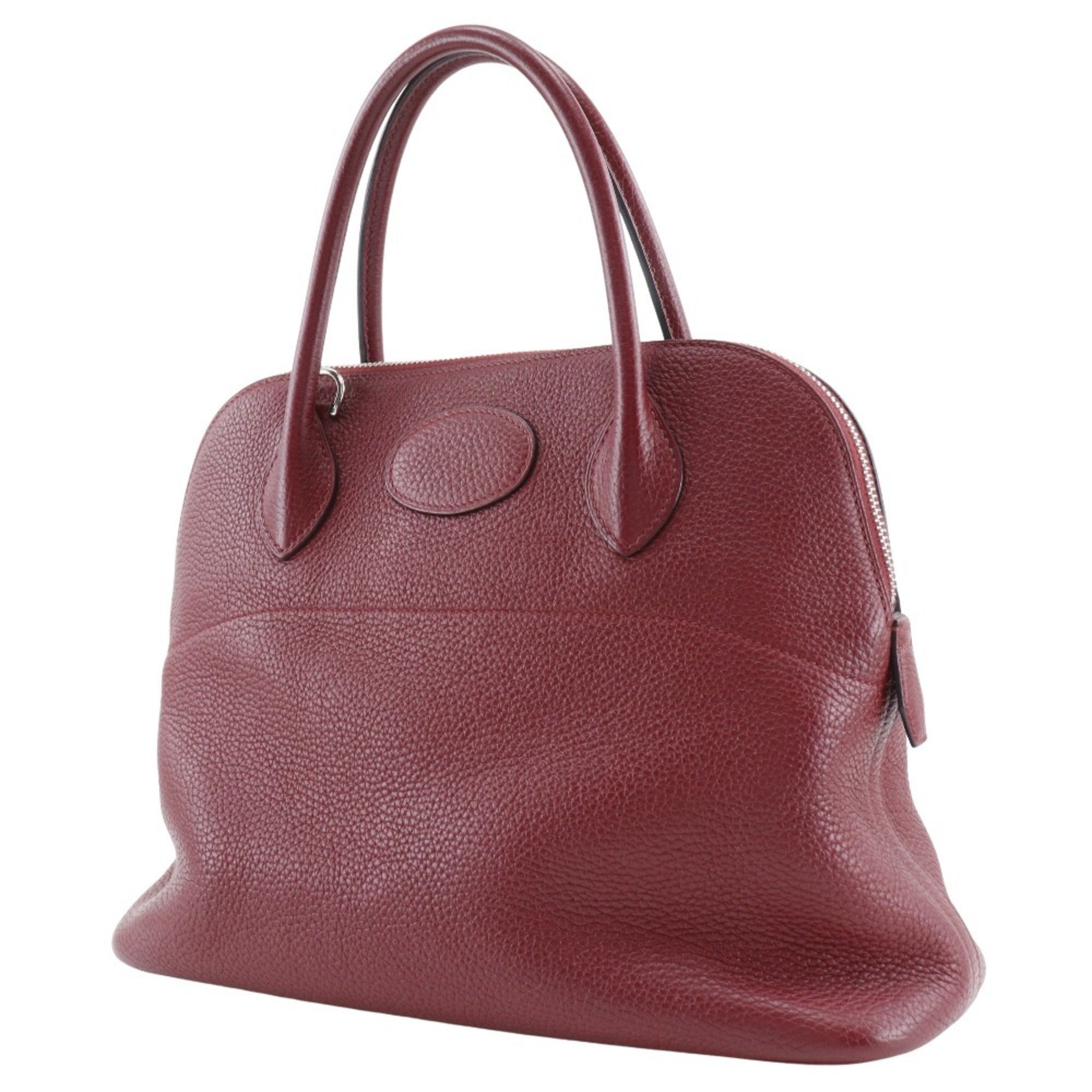 Hermes Bolide Rouge Grenat Taurillon Clemence Leather Handbag (Pre-Owned)