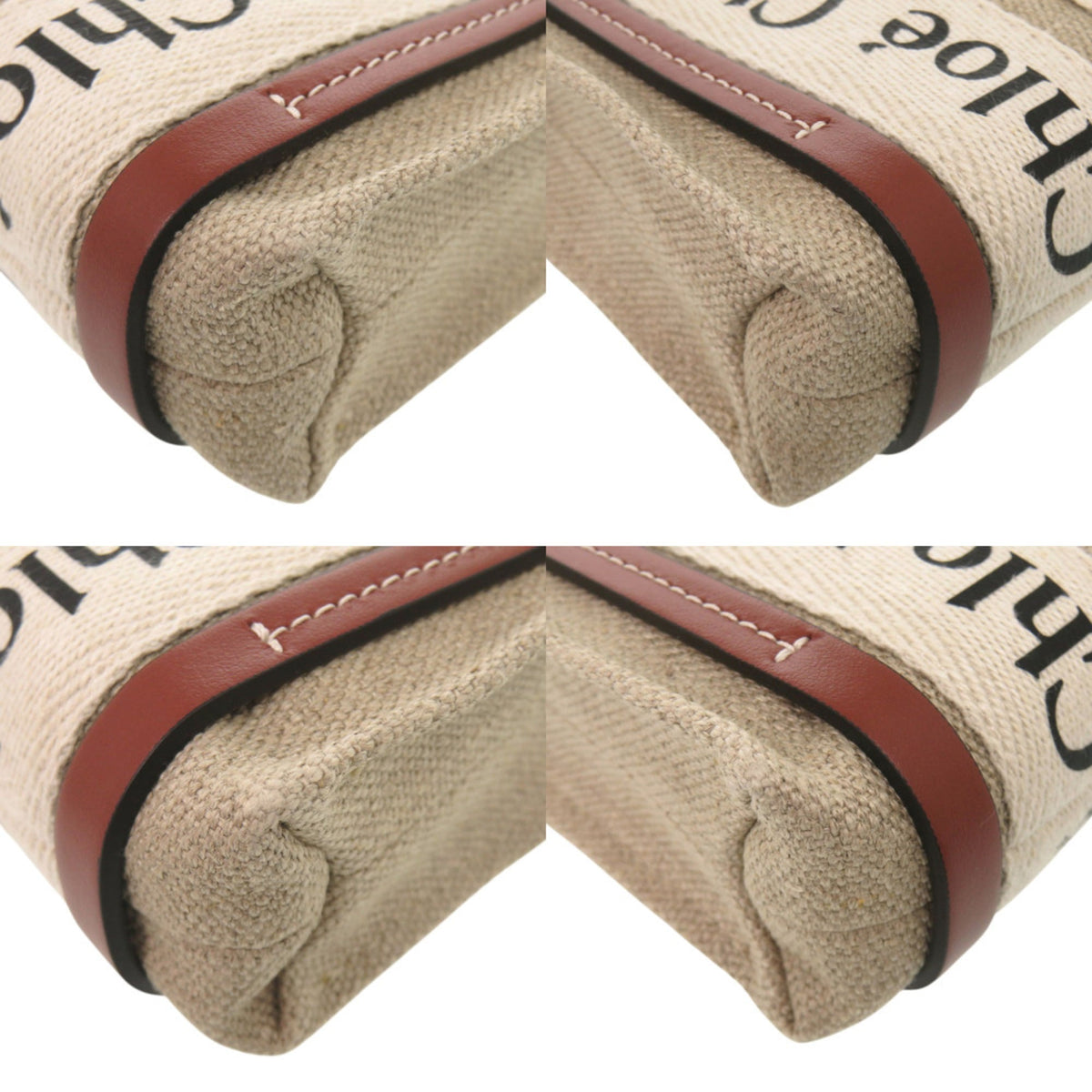 Chloé Beige Brown Leather Canvas Shoulder Bag (Pre-Owned)