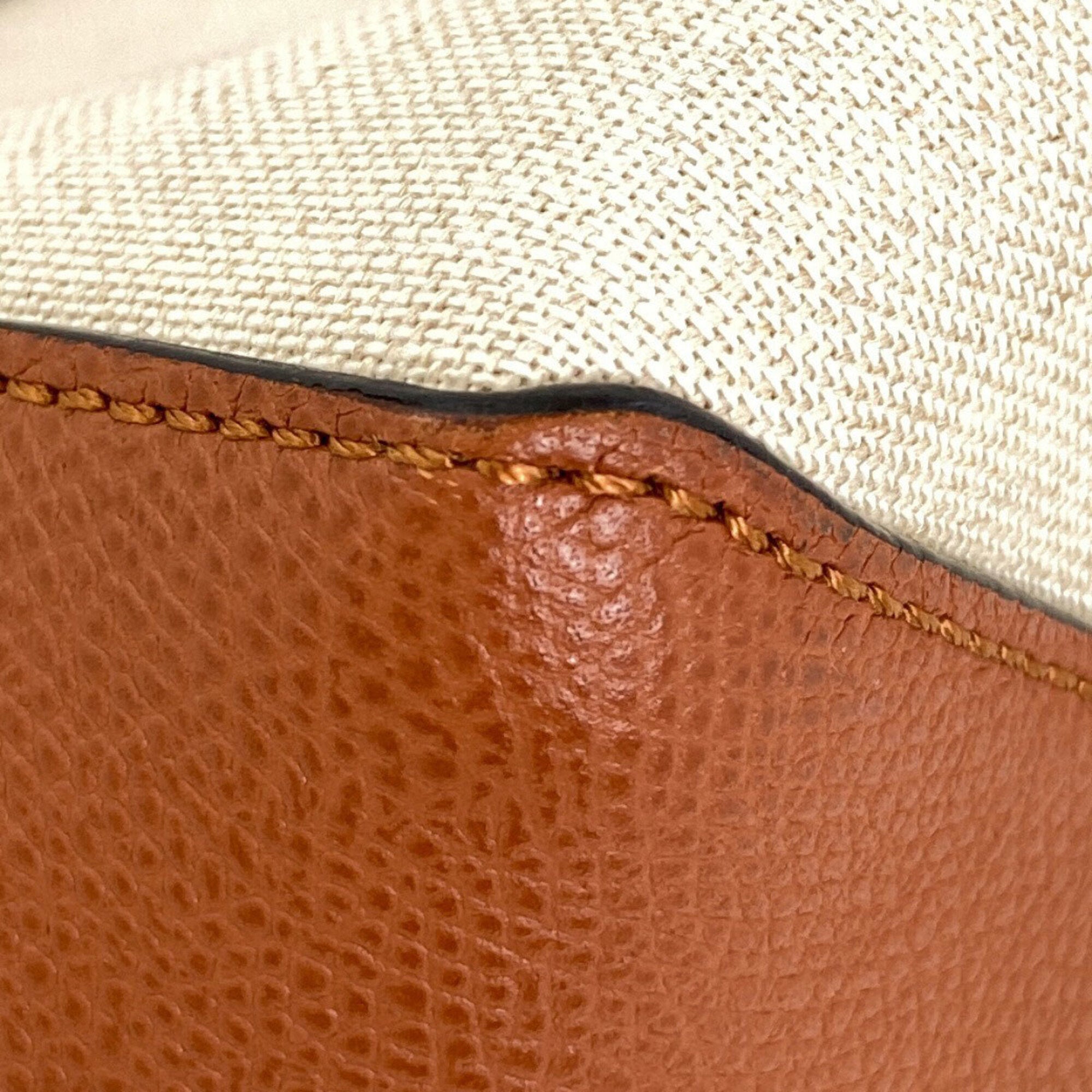 Valextra Brown Canvas Leather Shopping Bag Tote Bag (Pre-Owned)