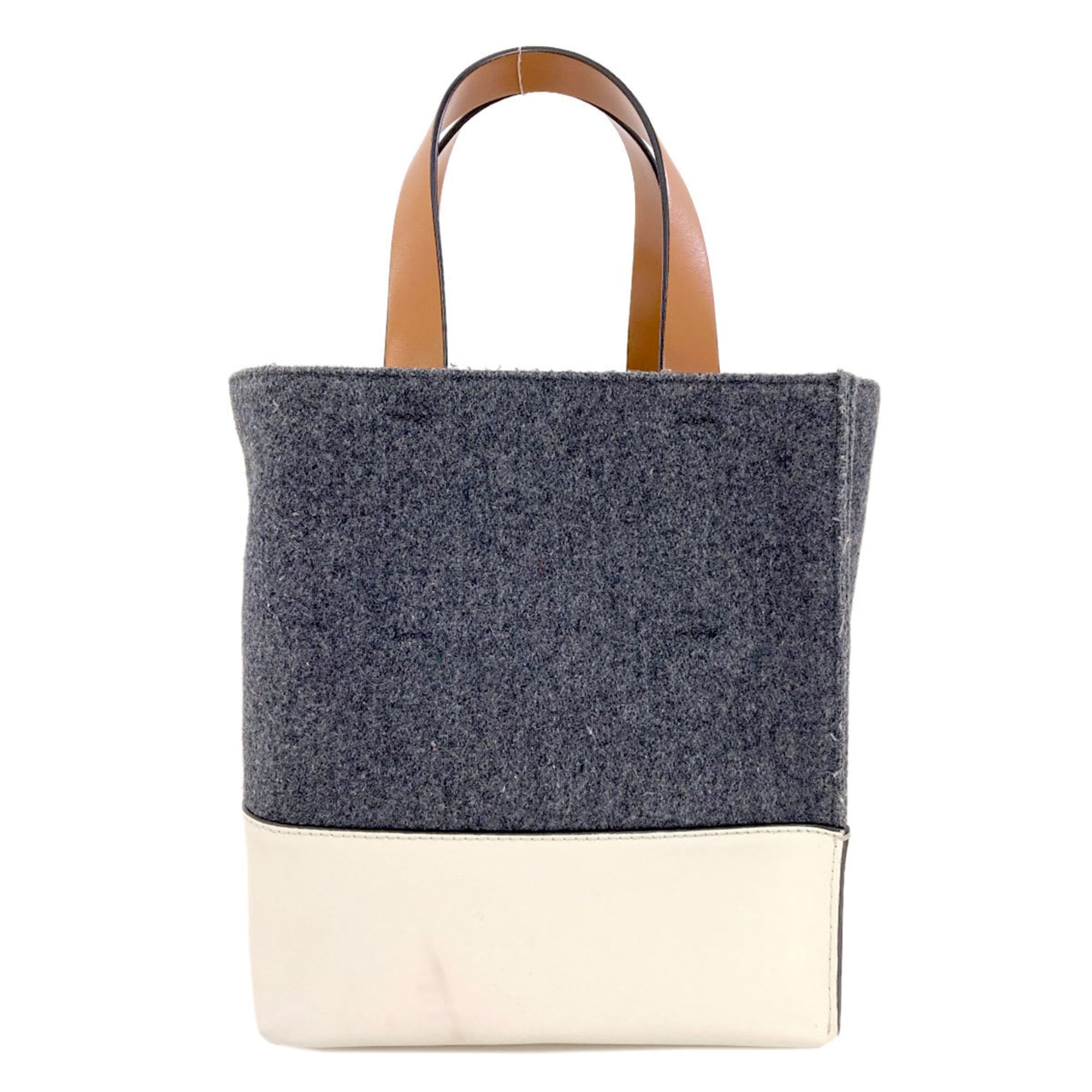 Marni Gray White Felt Leather Handbag (Pre-Owned)