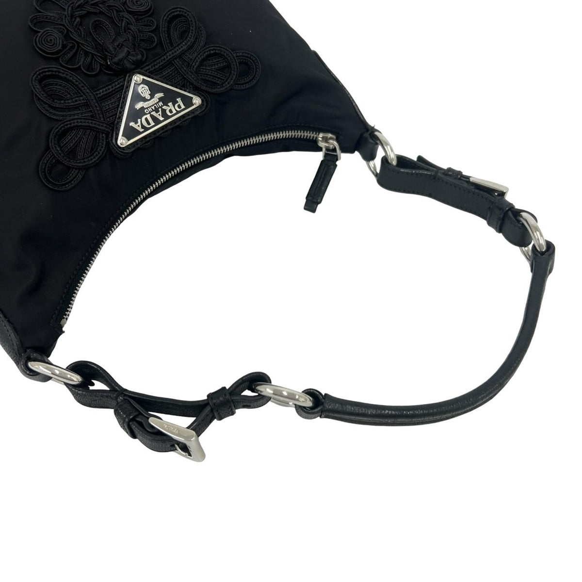 Prada Black Nylon Leather Shoulder Bag (Pre-Owned)