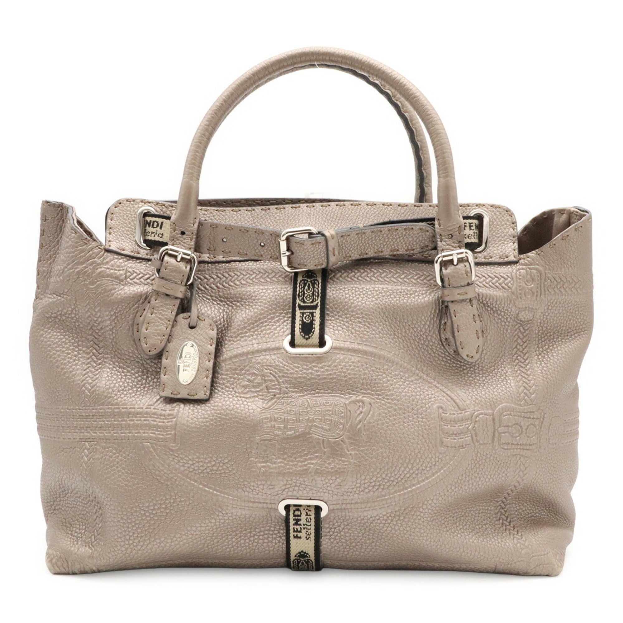 Fendi Selleria Grayish Leather Handbag (Pre-Owned)