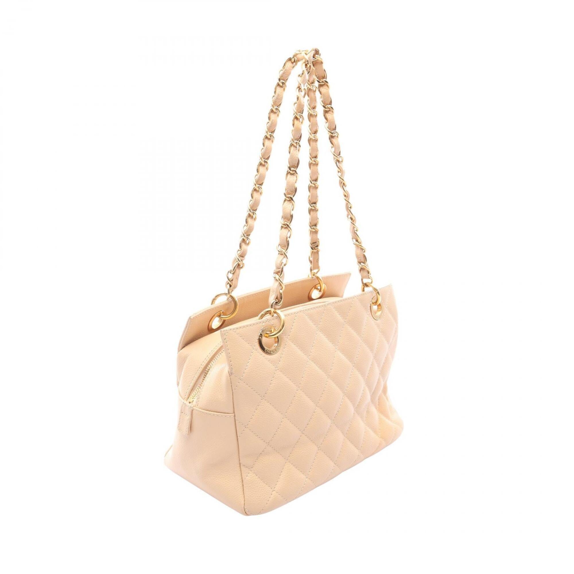 Chanel Beige Leather Handbag Shoulder Bag (Pre-Owned)