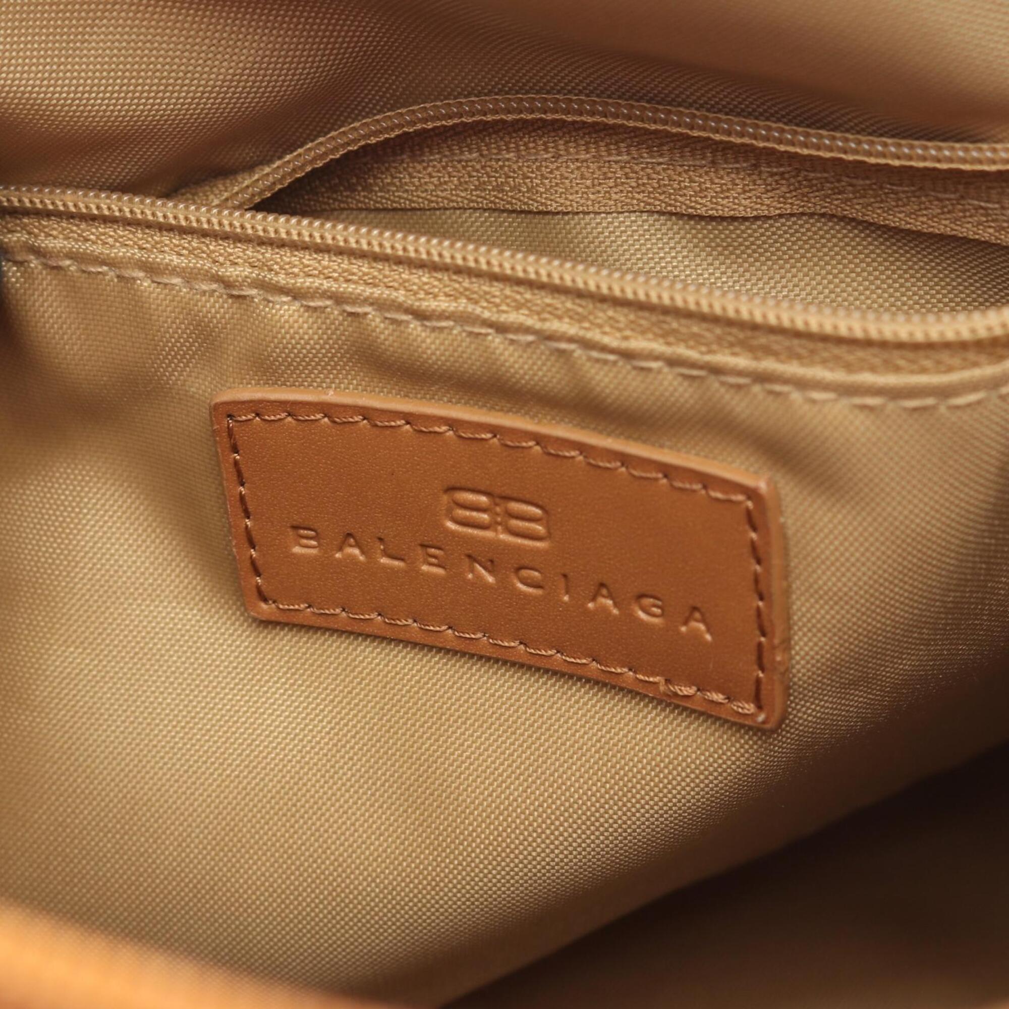 Balenciaga Beige Brown Canvas Leather Handbag (Pre-Owned)