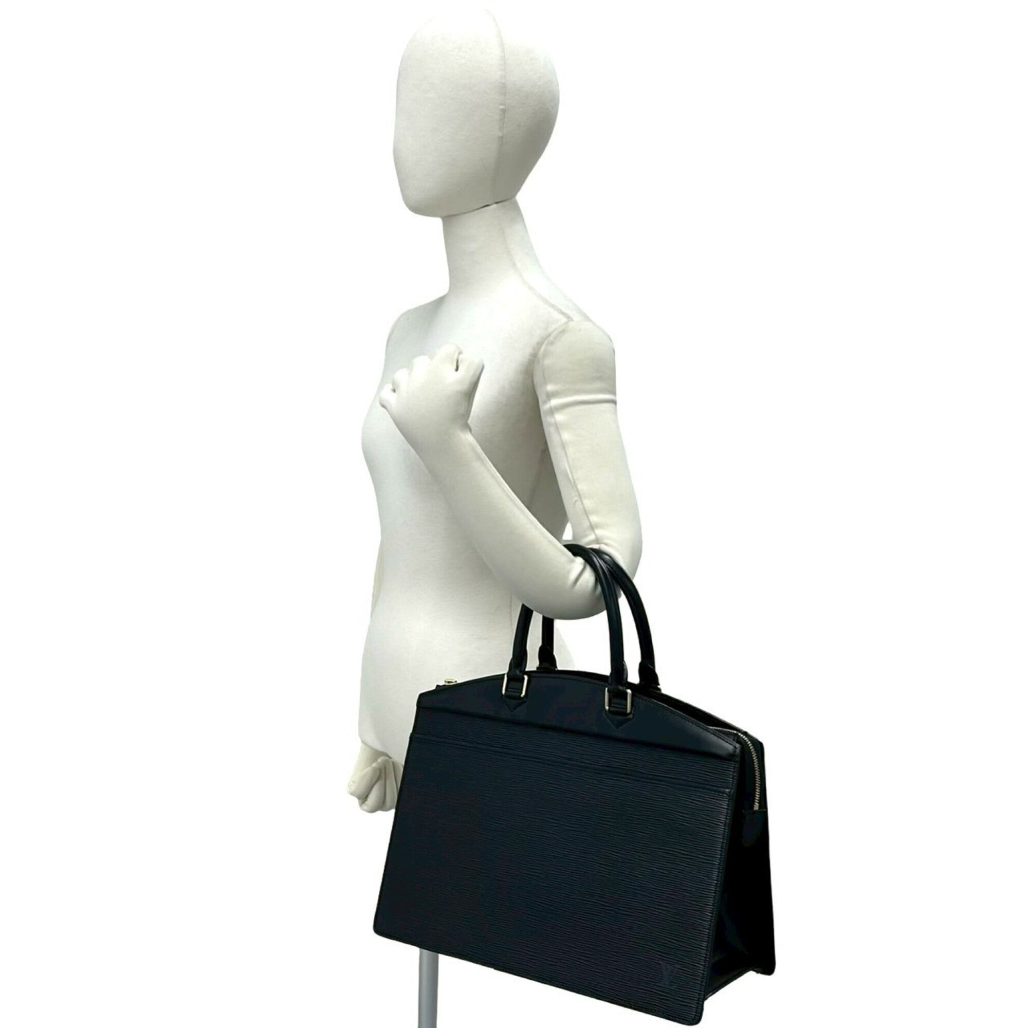 Louis Vuitton Black Leather Handbag Tote Bag (Pre-Owned)