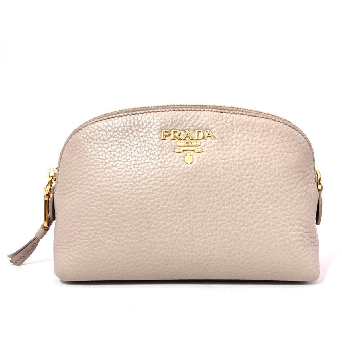 Prada Gray Leather Handbag Pouch (Pre-Owned)