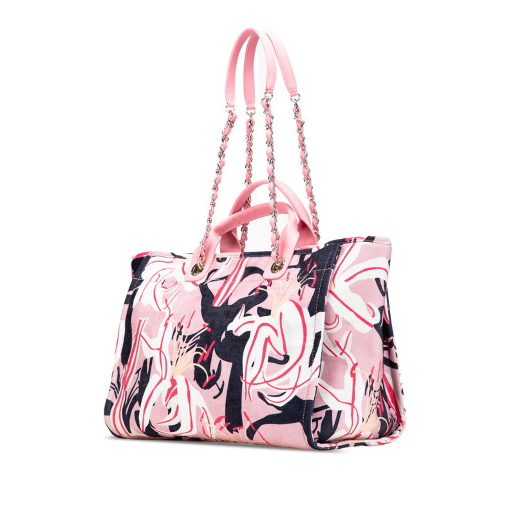 Chanel Multi-Color Pink Velvet Leather Handbag Pouch Tote Bag (Pre-Owned)