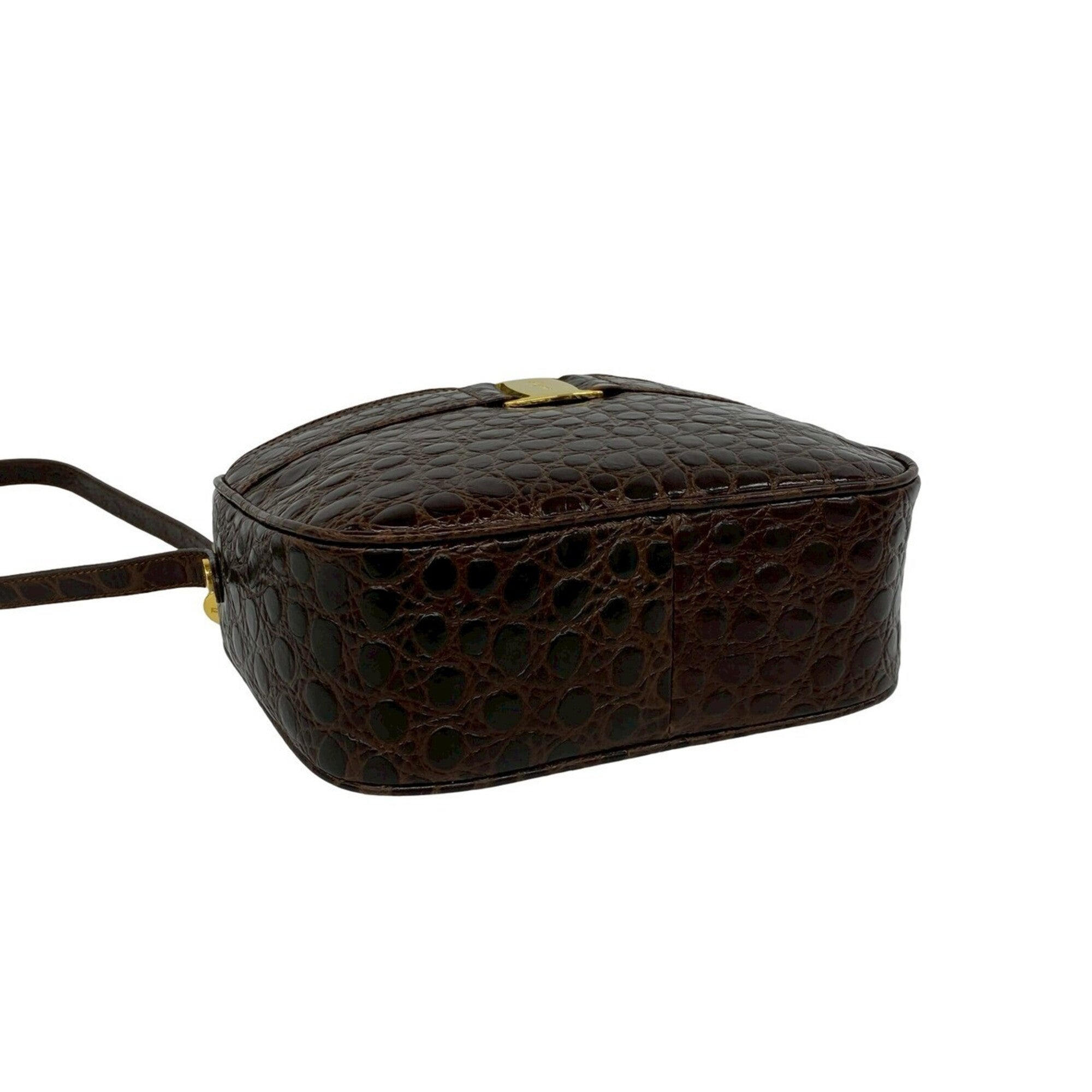 Salvatore Ferragamo Brown Leather Pochette Shoulder Bag (Pre-Owned)