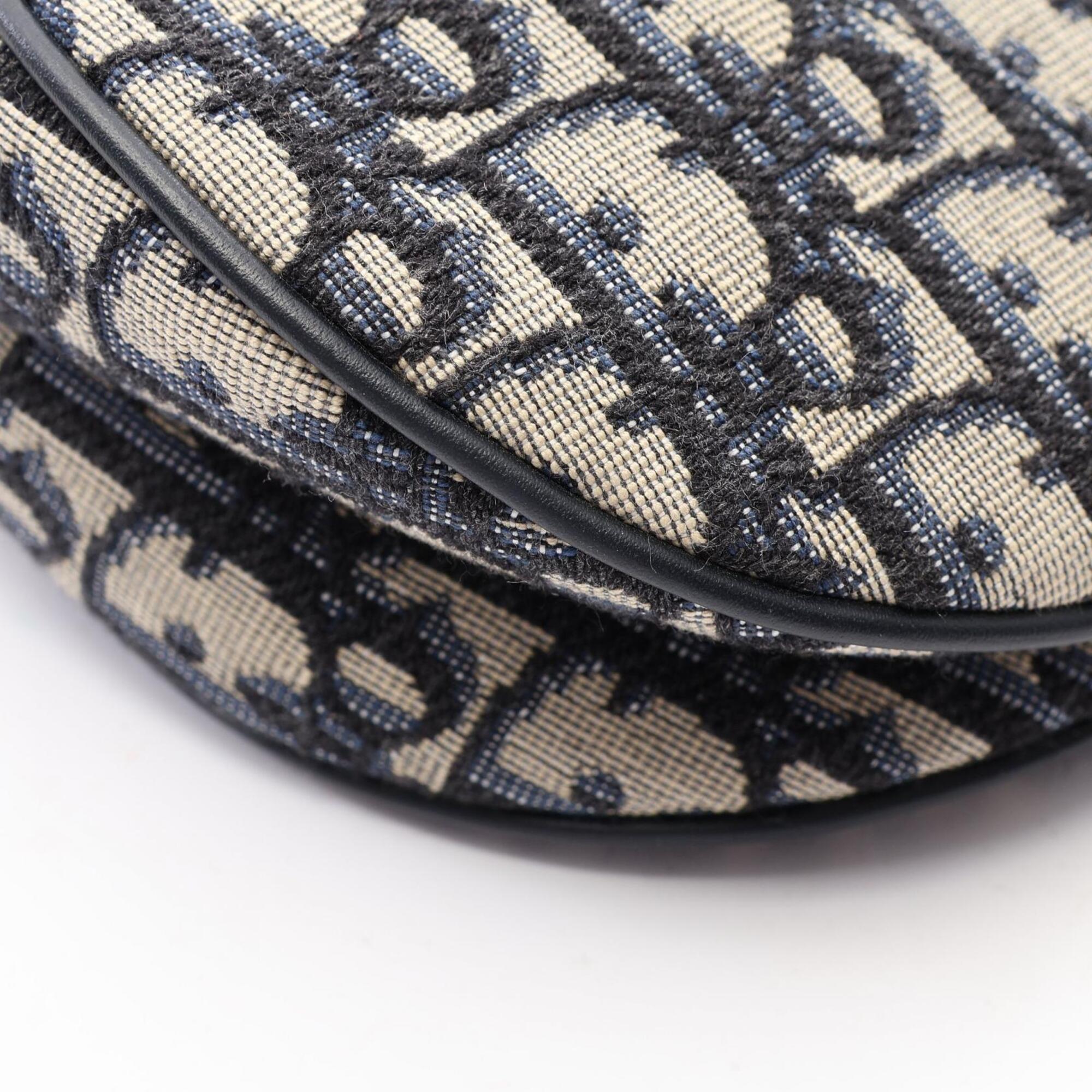 Christian Dior Ivory Navy Canvas Saddle Bag (Pre-Owned)