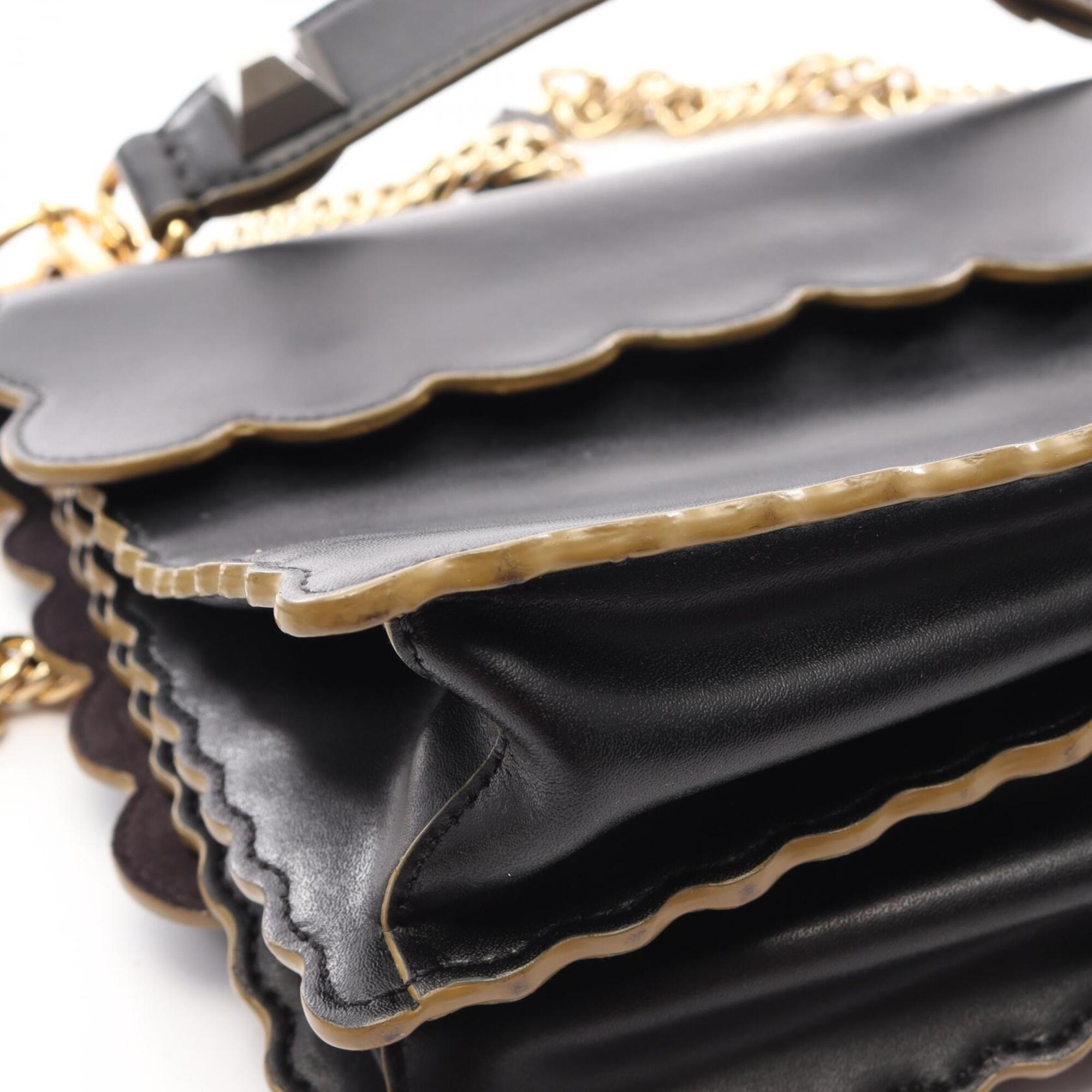 Fendi Black Leather Handbag Shoulder Bag (Pre-Owned)