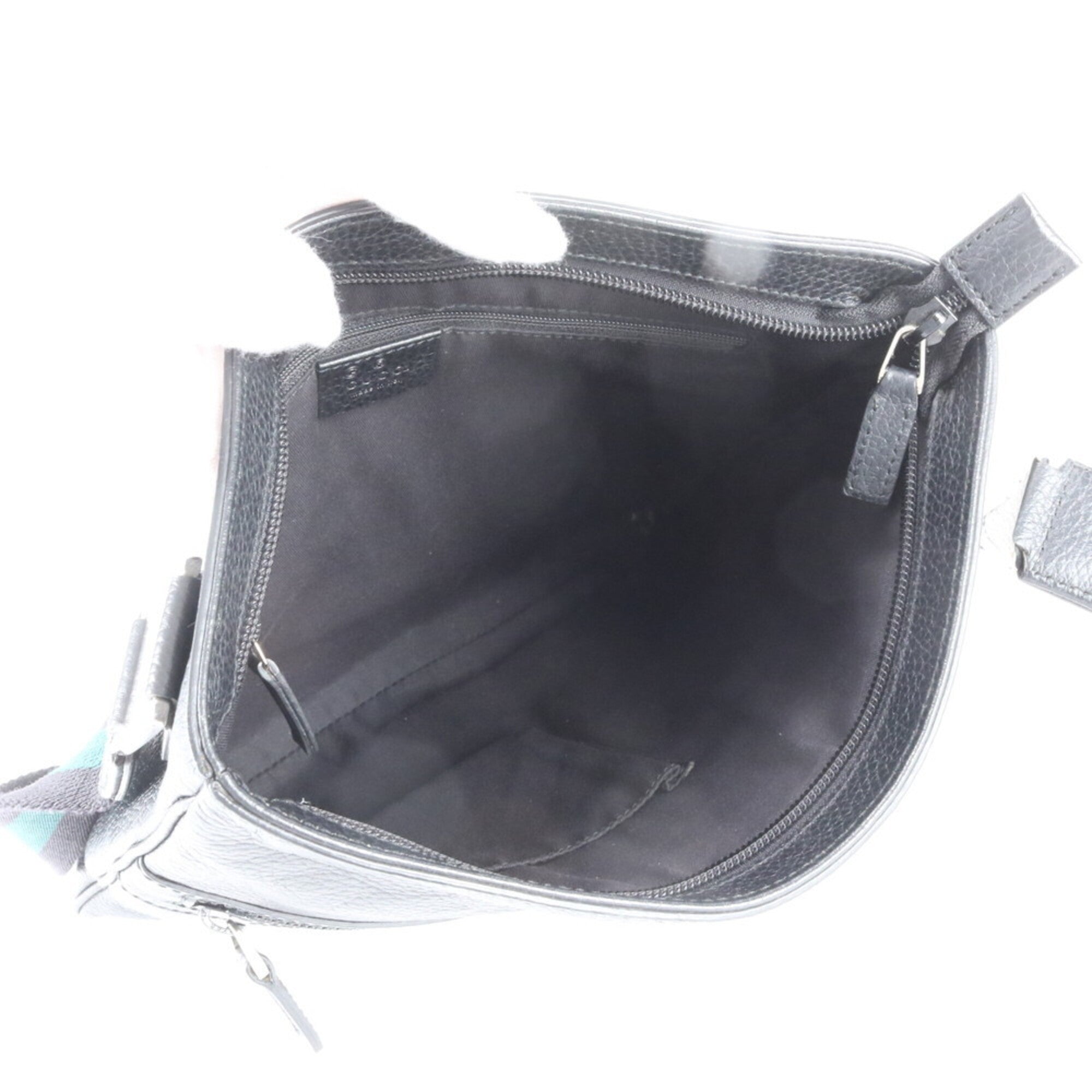 Gucci Black Leather Messenger Bag Shoulder Bag Tote Bag (Pre-Owned)