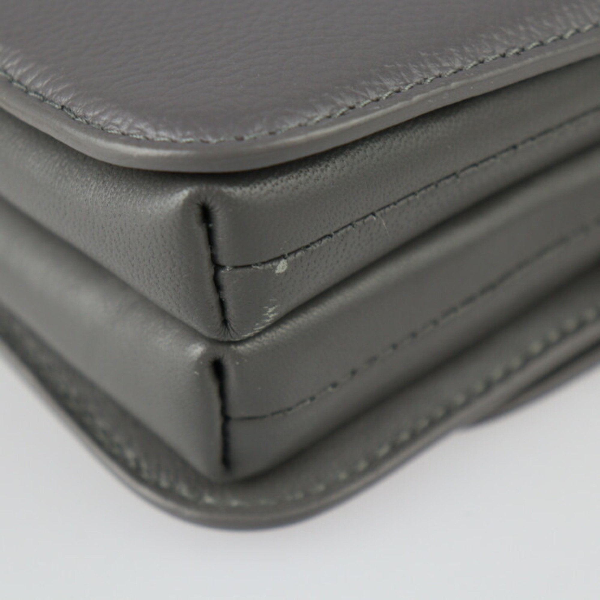 Balenciaga Gray Leather Clutch Bag Handbag Shoulder Bag Tote Bag (Pre-Owned)