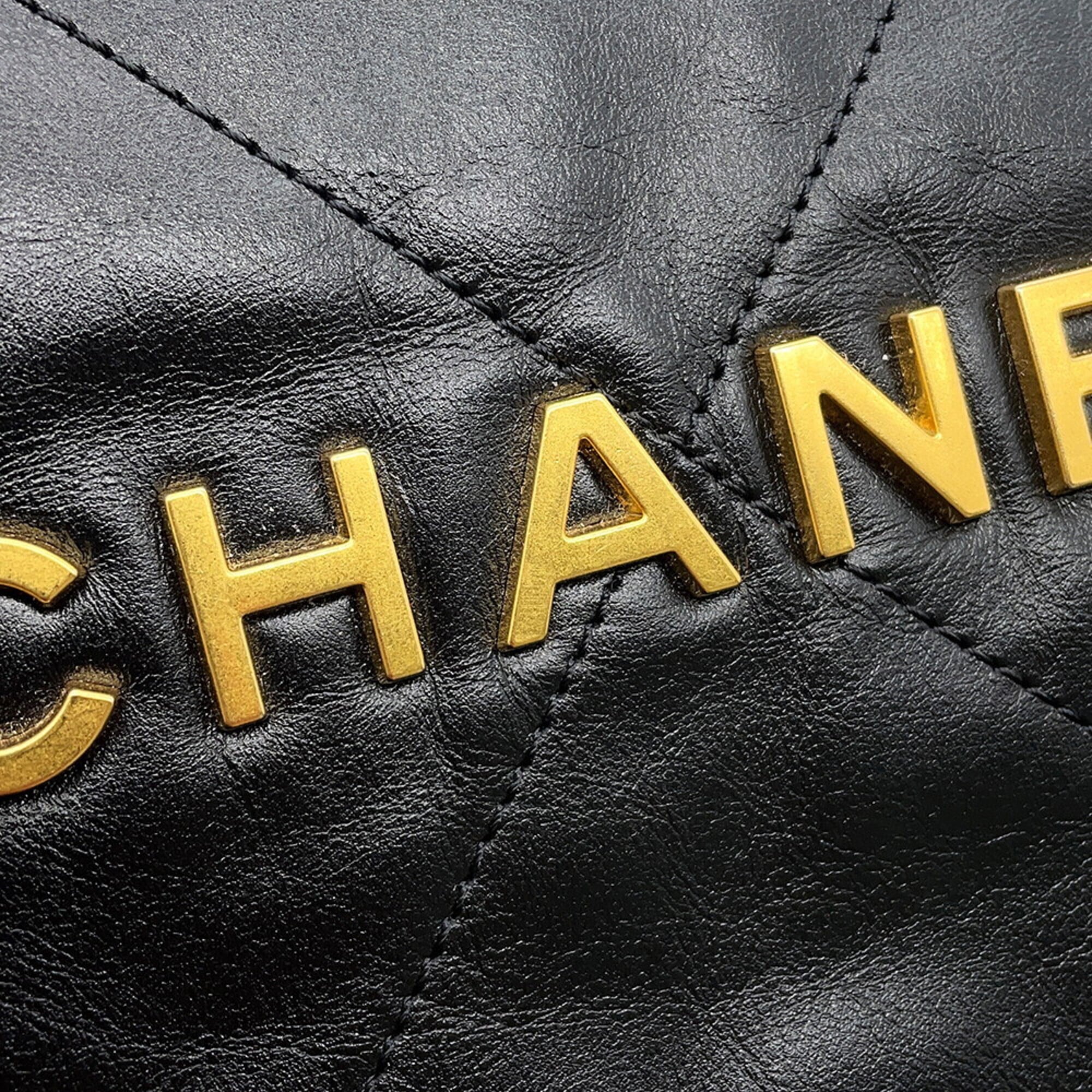 Chanel Black Leather Handbag Shoulder Bag (Pre-Owned)