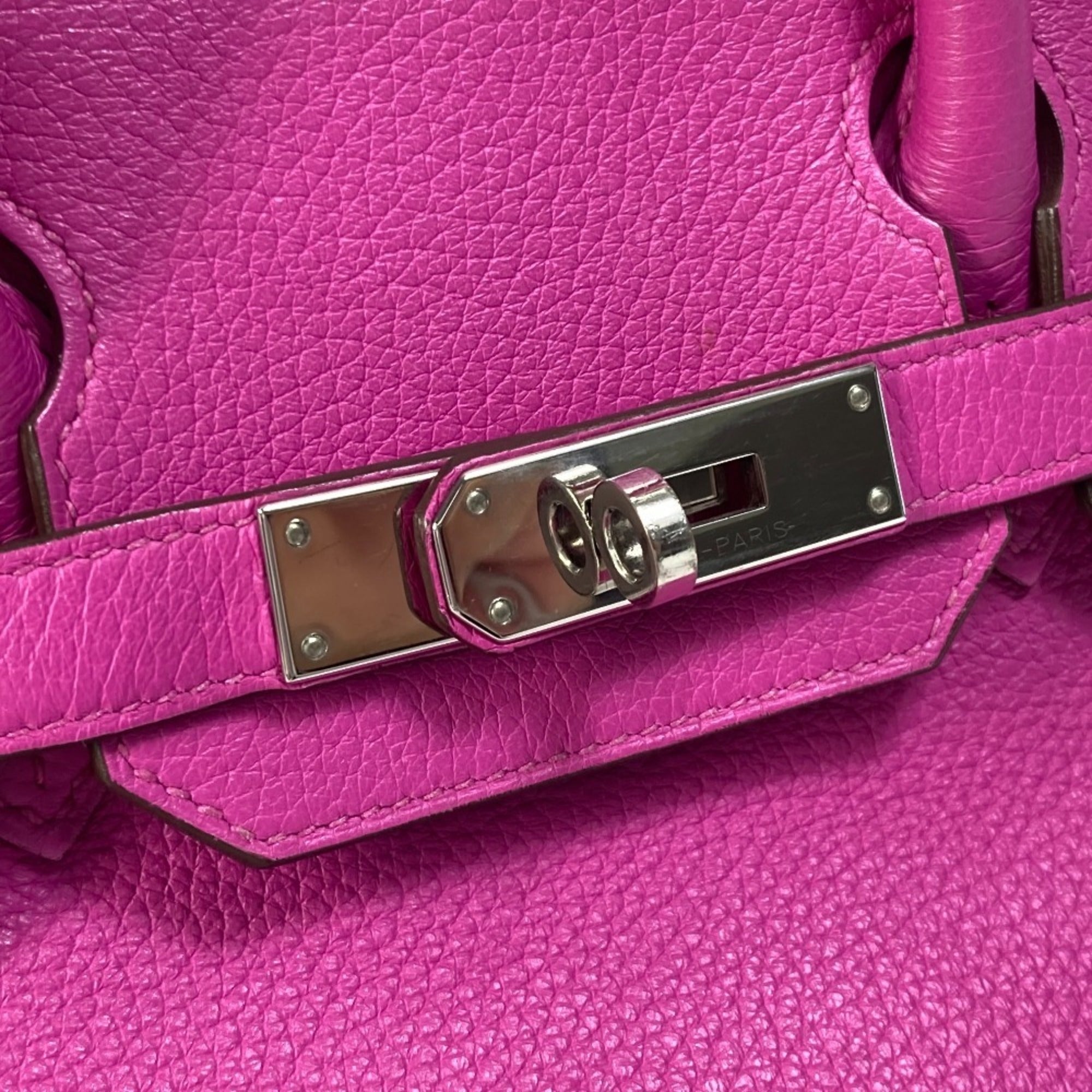 Hermes Birkin Pink Taurillon Clemence Leather Handbag Tote Bag (Pre-Owned)