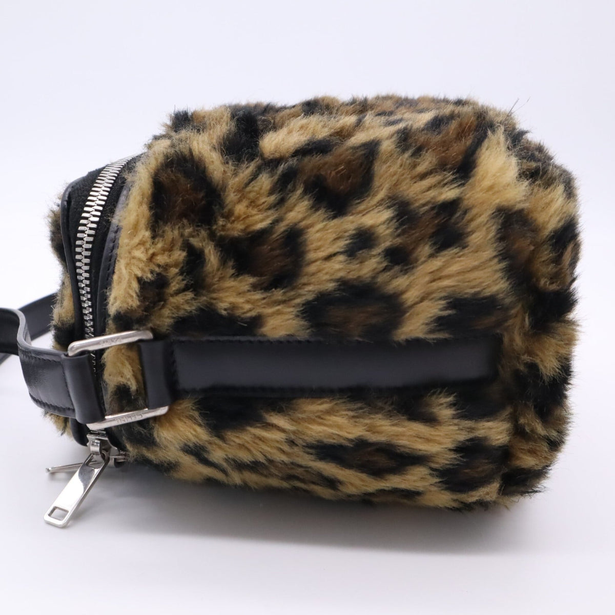 Celine Black Brown Faux Fur Leather Shoulder Bag (Pre-Owned)
