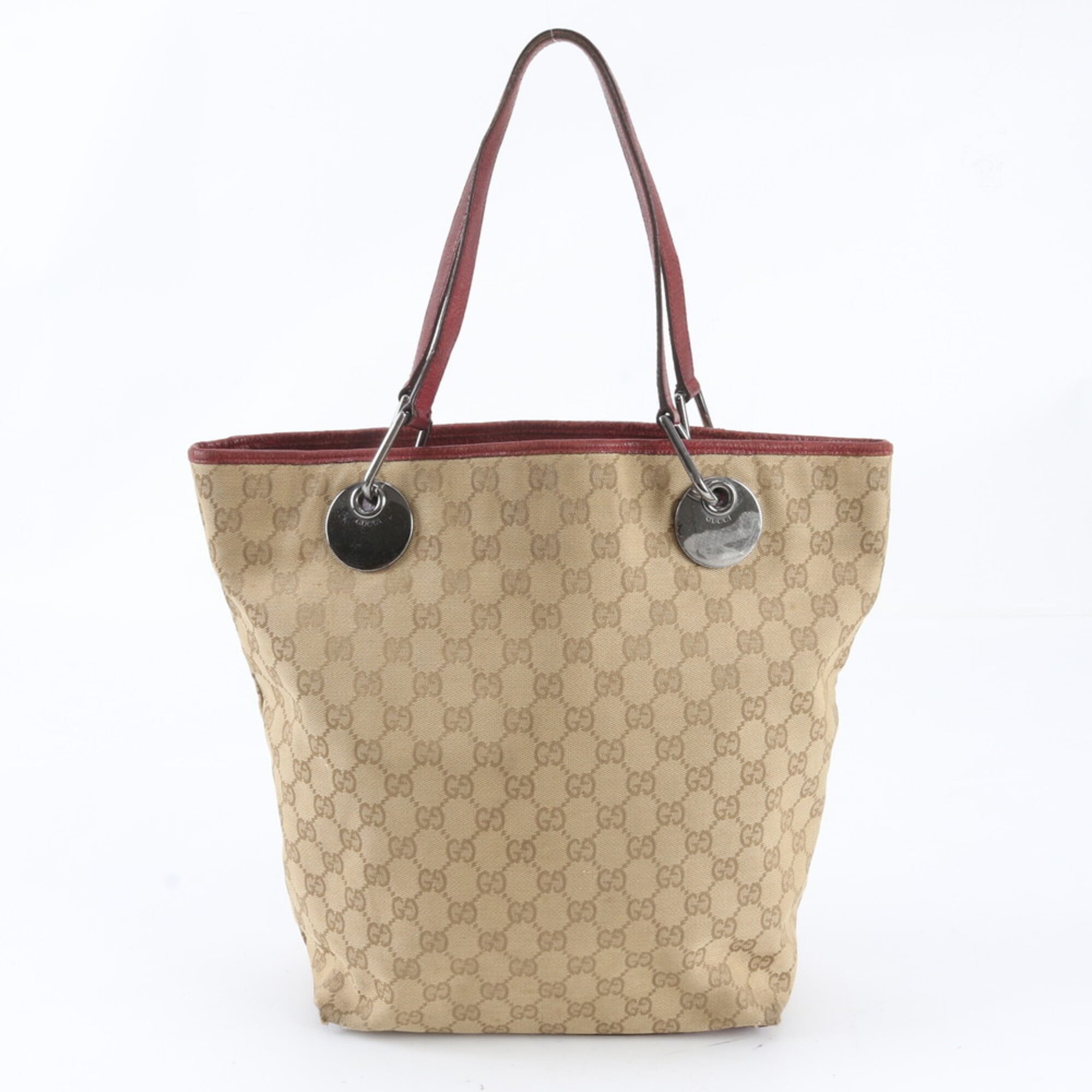 Gucci Gg Canvas Brown Red Color Gg Canvas Handbag Tote Bag (Pre-Owned)
