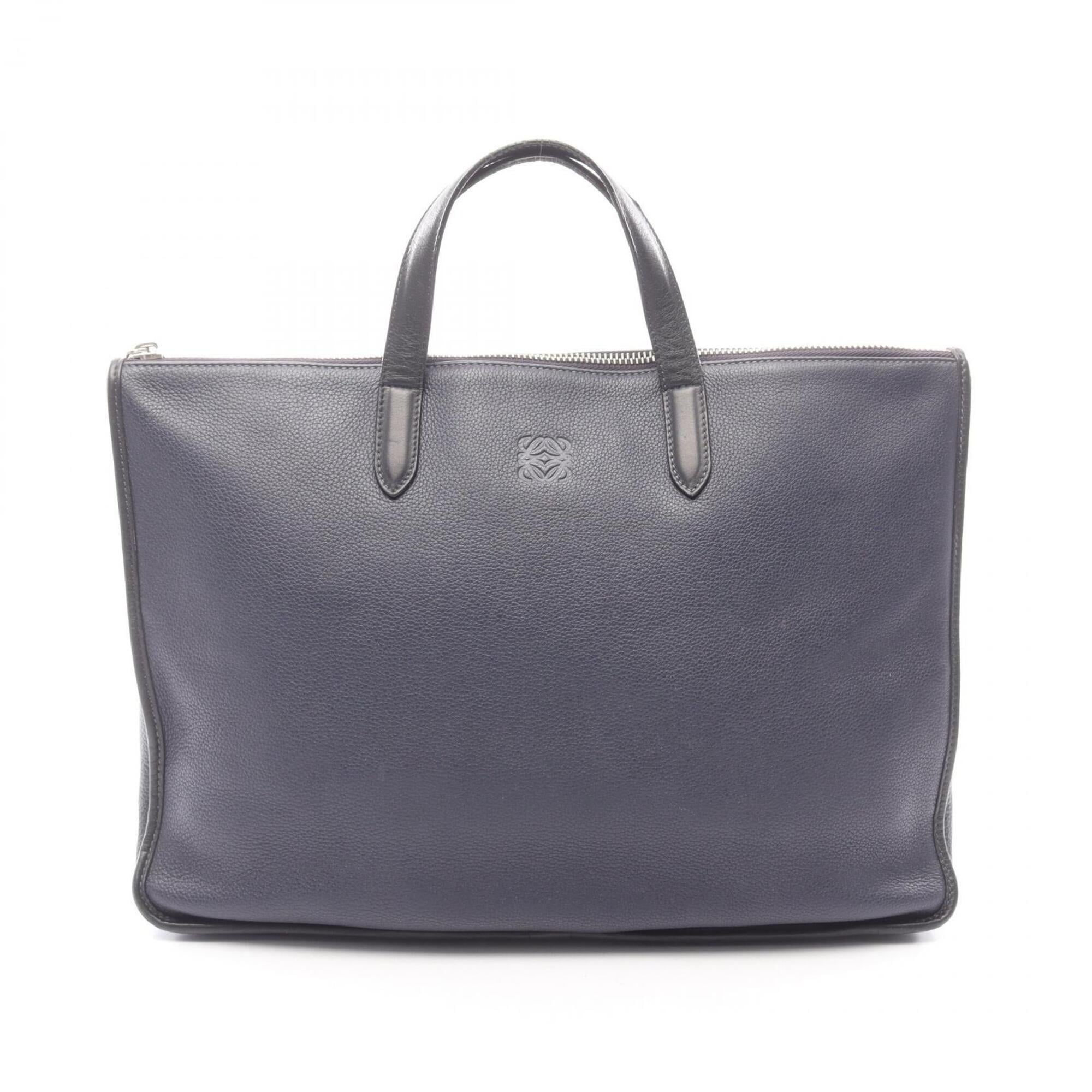 Loewe Black Navy Leather Briefcase Handbag (Pre-Owned)