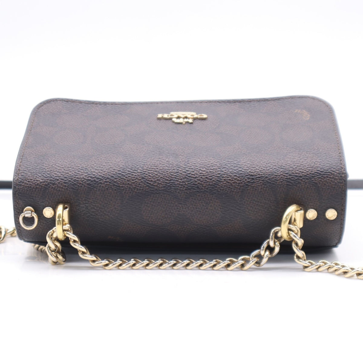 Coach Signature Brown Coated Canvas Leather Crossbody Bag Shoulder Bag (Pre-Owned)