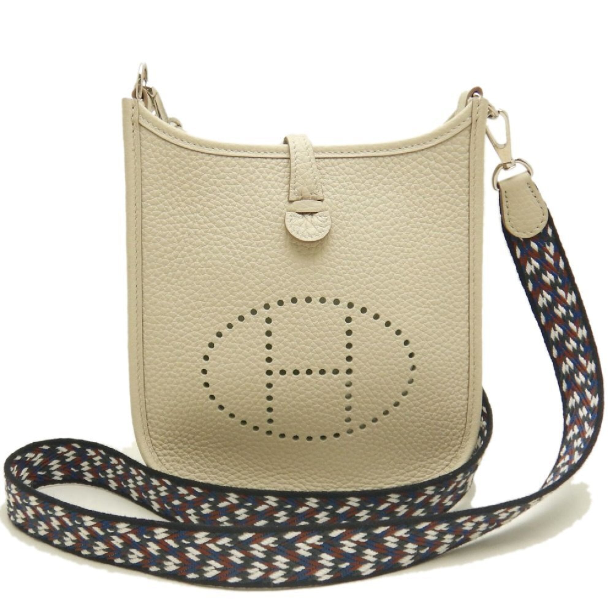 Hermes Silver Taurillon Clemence Leather Shoulder Bag (Pre-Owned)