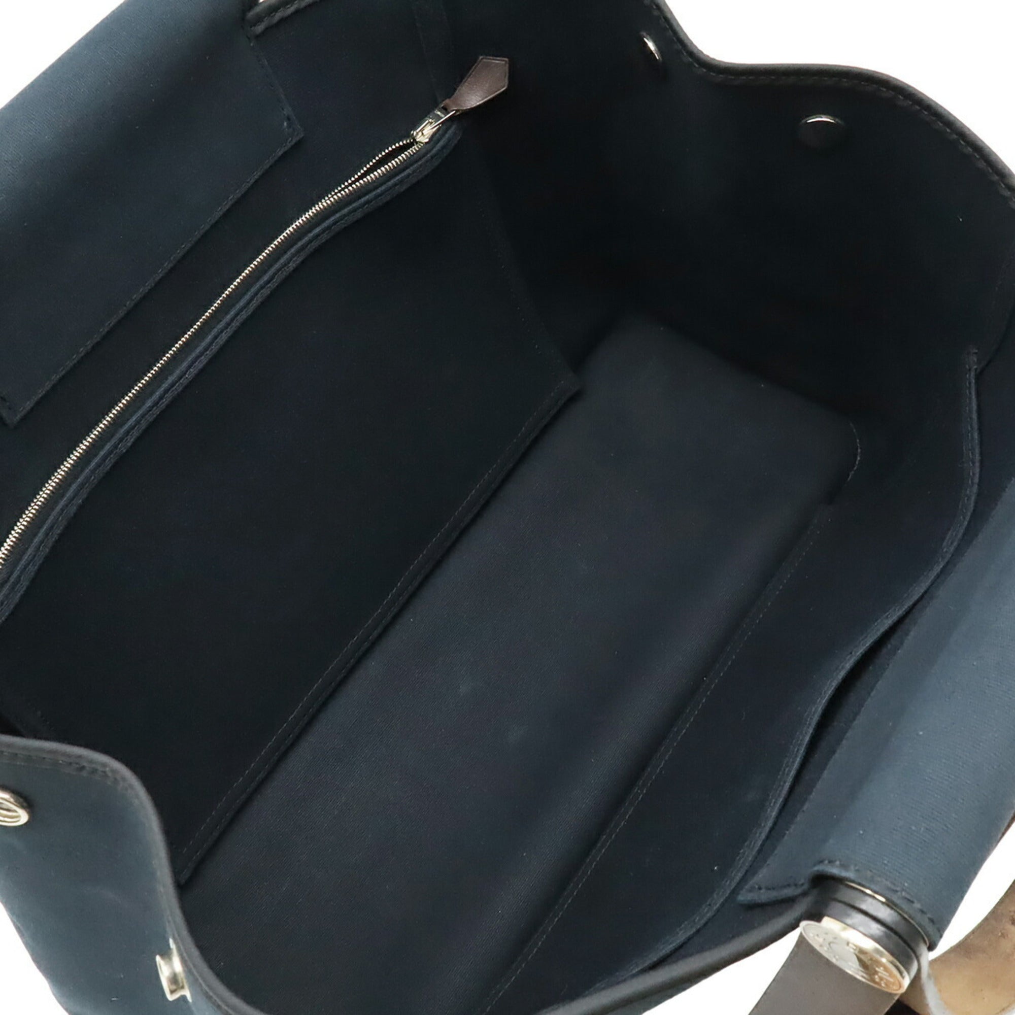 Hermes Black Toile Officier Handbag Shoulder Bag Tote Bag (Pre-Owned)