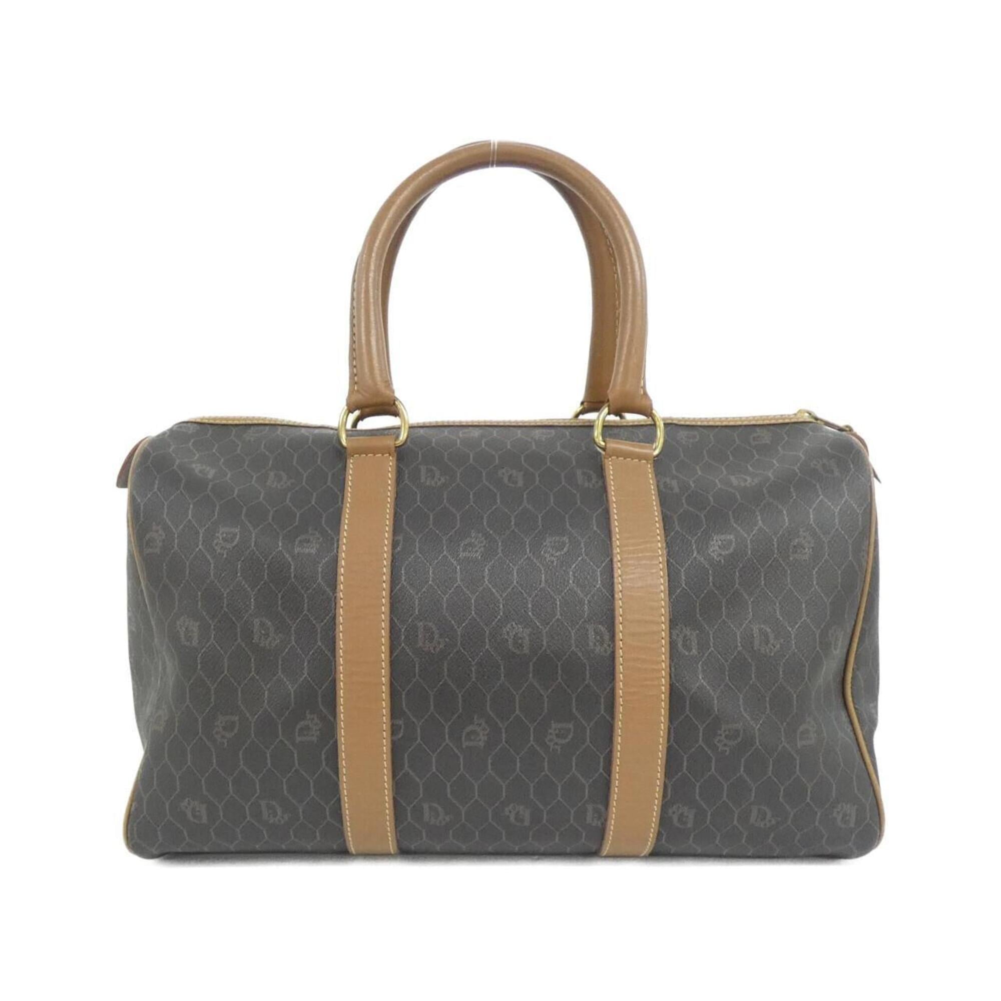Christian Dior Brown Coated Canvas Boston Bag (Pre-Owned)