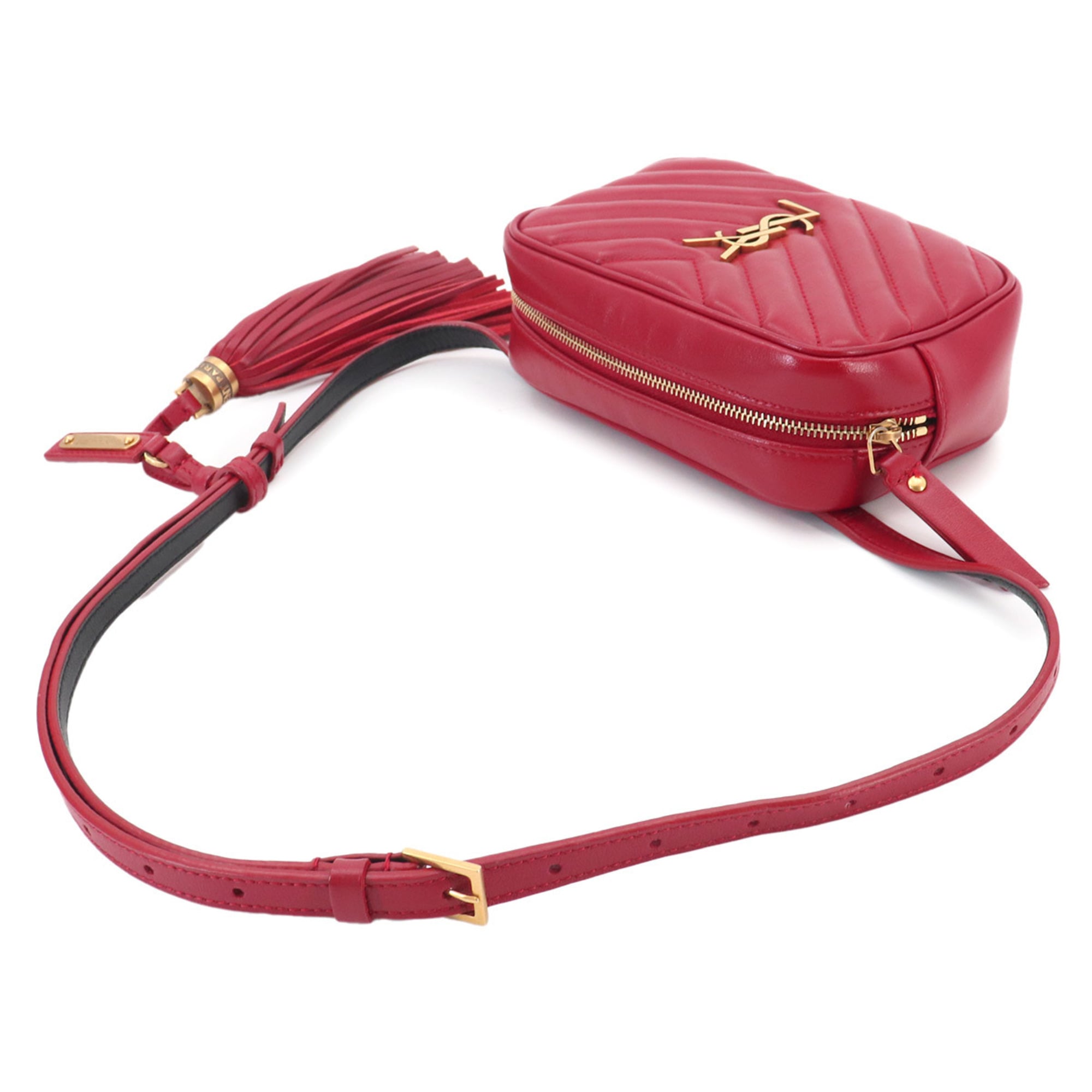 Saint Laurent Red Color Leather Fanny Pack (Pre-Owned)