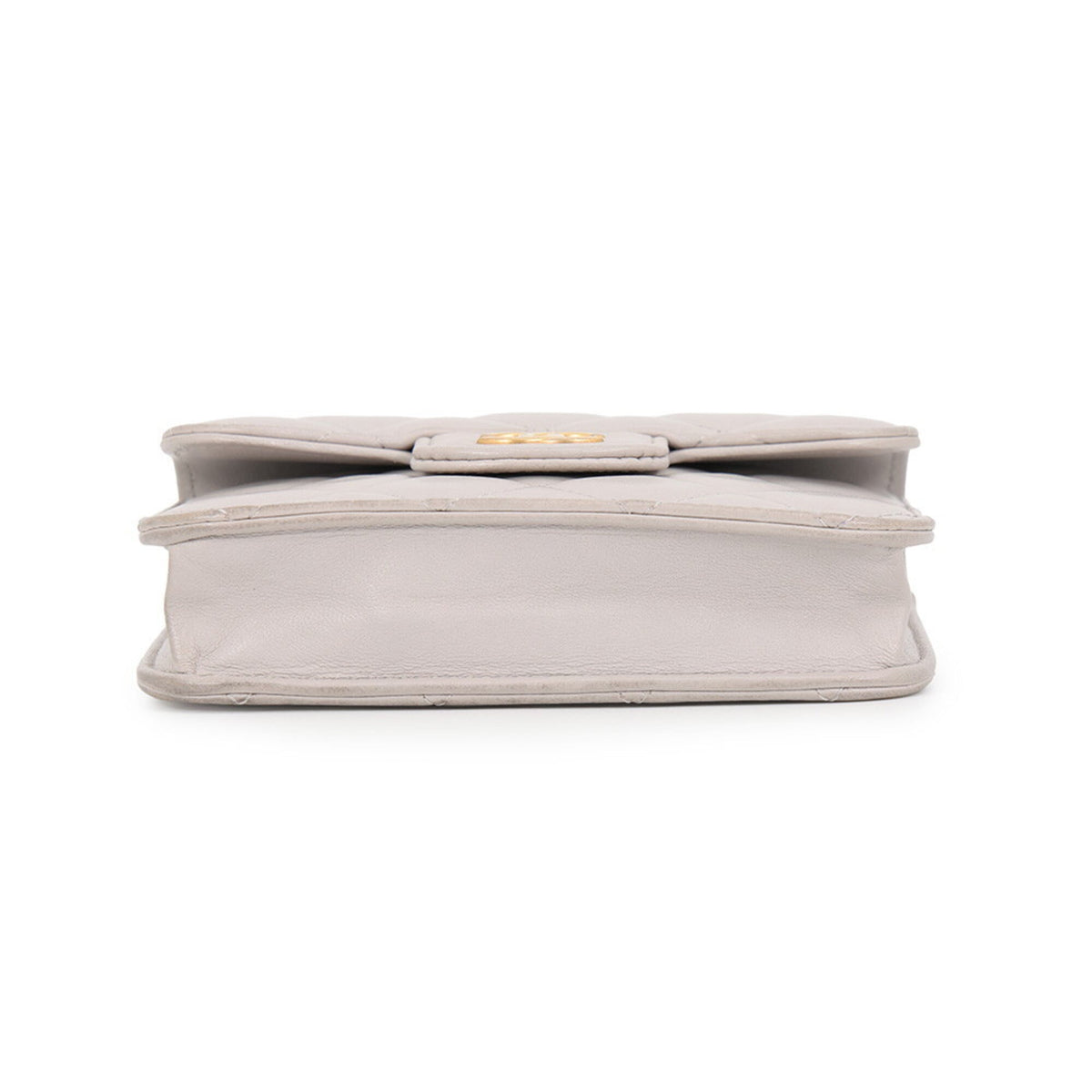 Chanel Matelasse Gray Leather Handbag Shoulder Bag (Pre-Owned)