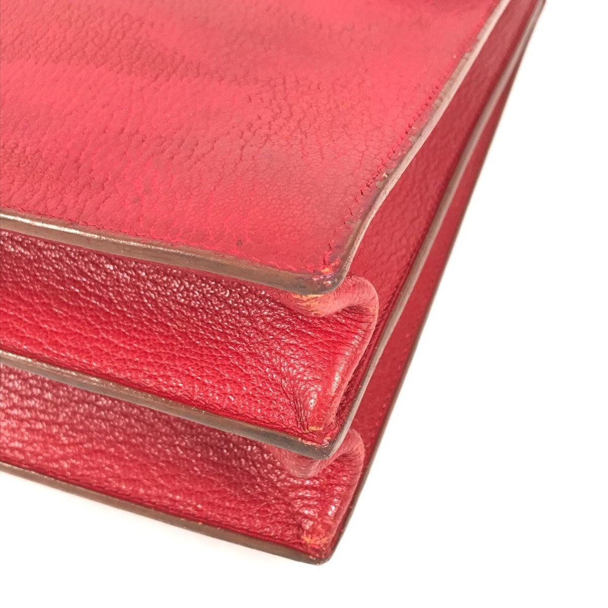 Hermes Red Color Leather Briefcase Handbag (Pre-Owned)