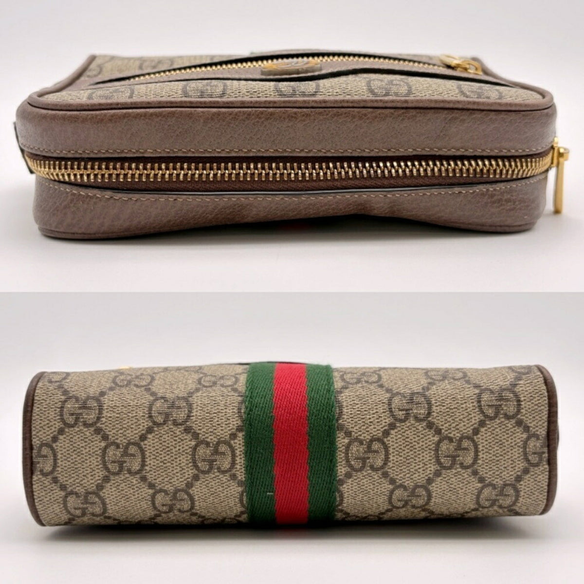 Gucci Sherry Line Beige Brown Gg Supreme Leather Shoulder Bag (Pre-Owned)