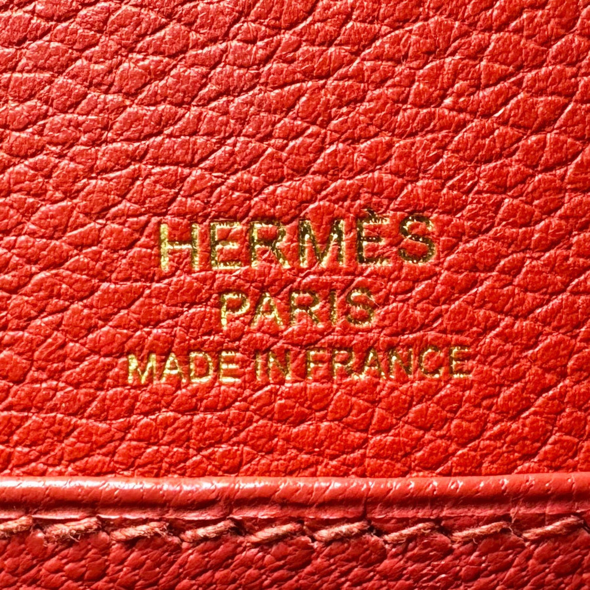 Hermes Red Color Evercalf Leather Shoulder Bag (Pre-Owned)