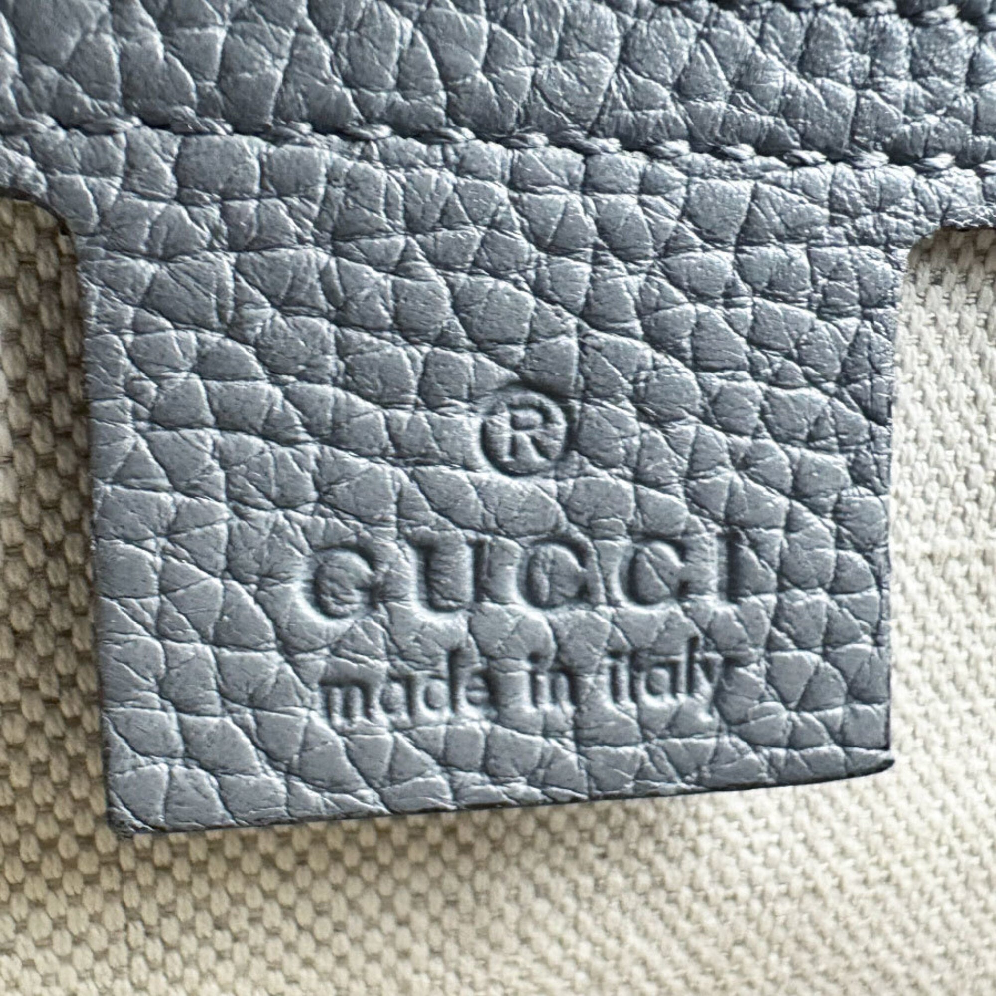 Gucci Gray Leather Handbag Shoulder Bag (Pre-Owned)