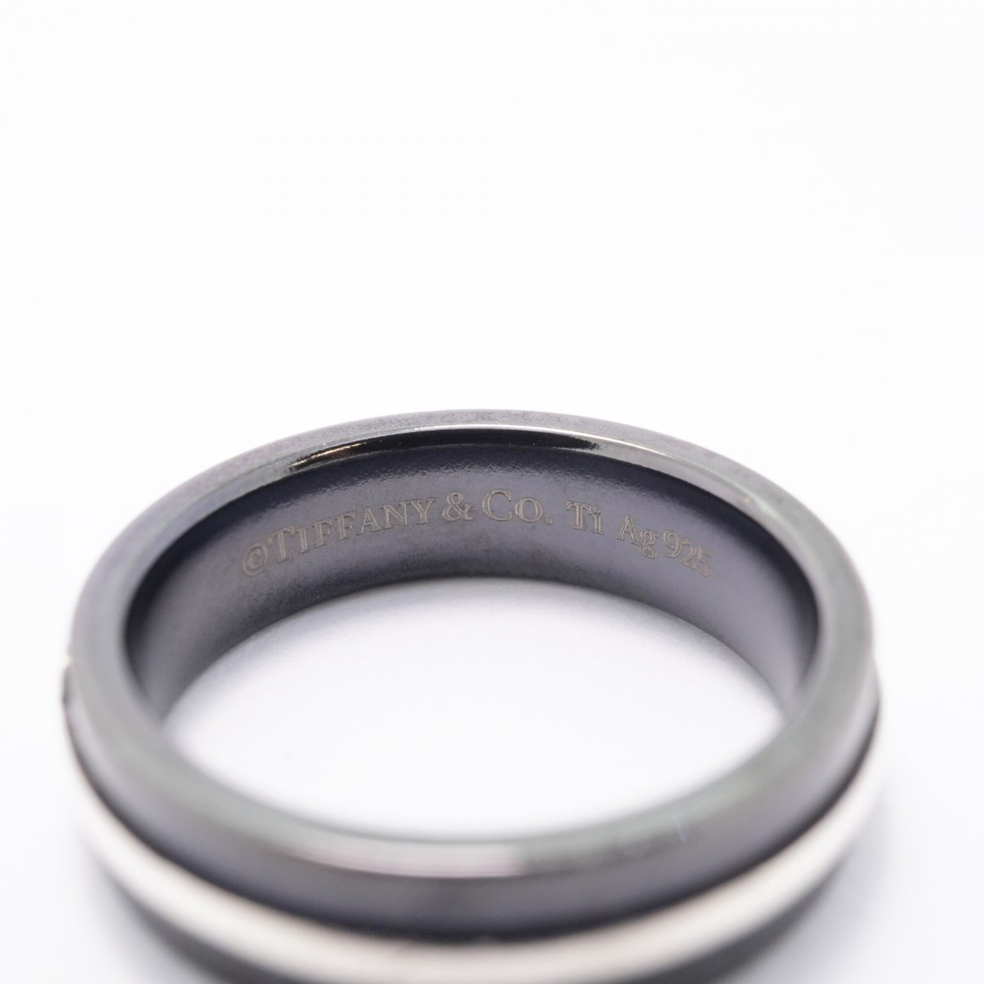 Tiffany Black Silver 925 Titanium Band Ring (Pre-Owned)