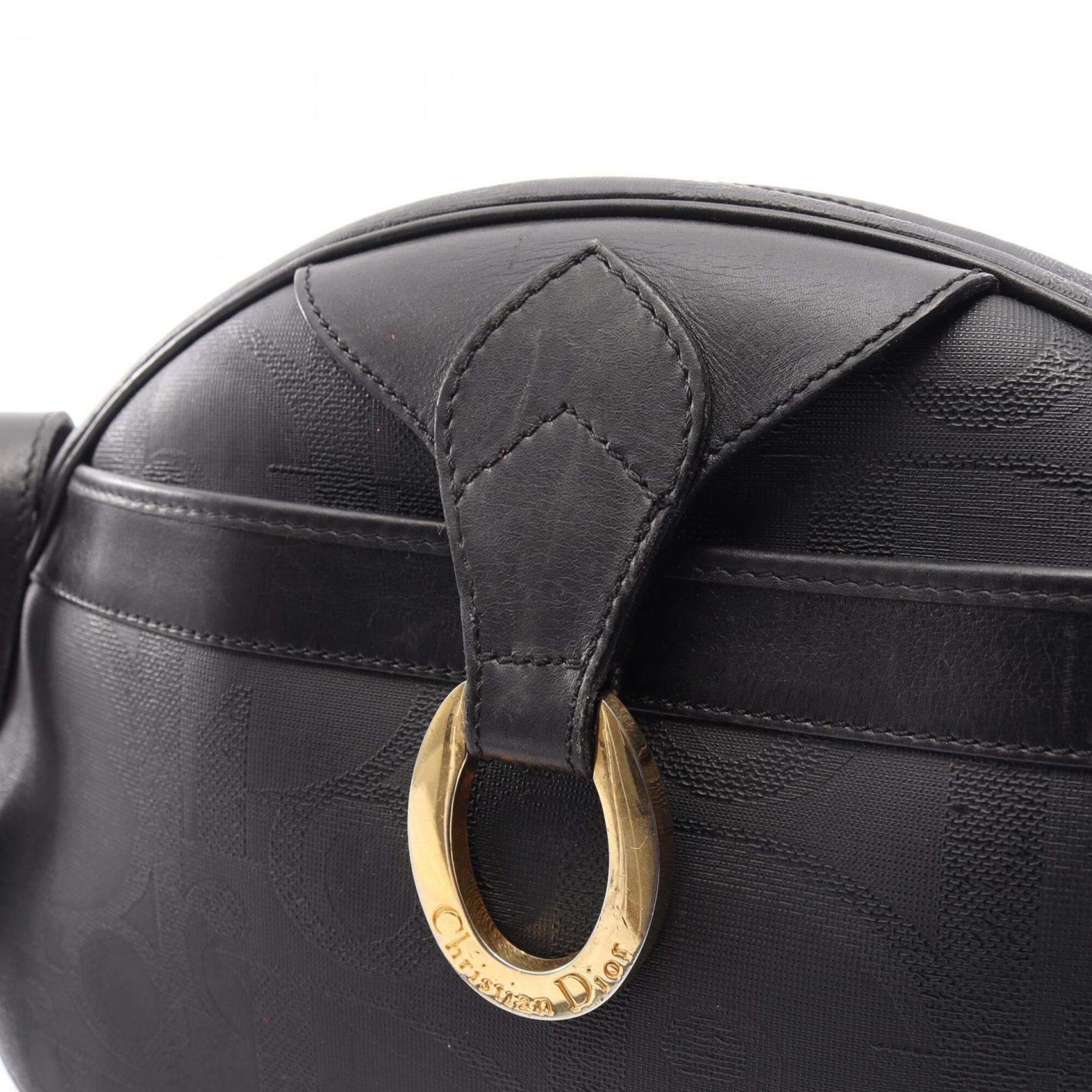 Christian Dior Black Coated Canvas Leather Handbag Shoulder Bag (Pre-Owned)